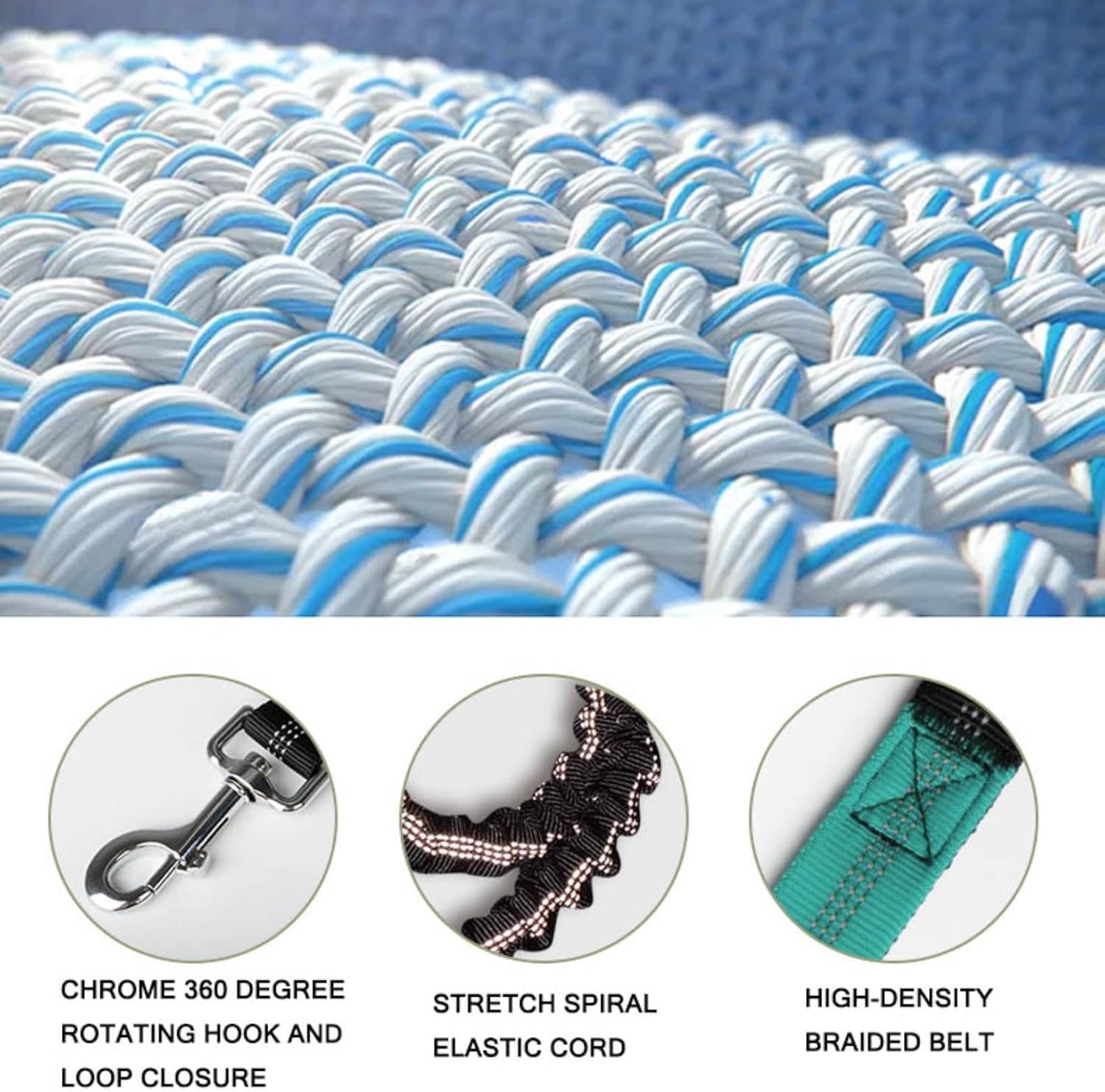 Hands Free Dog Leash,Double Handle Dog Leash,Reflective Stitching for Walking,Adjustable Waist Belt for Running, Walking and Jogging(Color:Lake Blue)