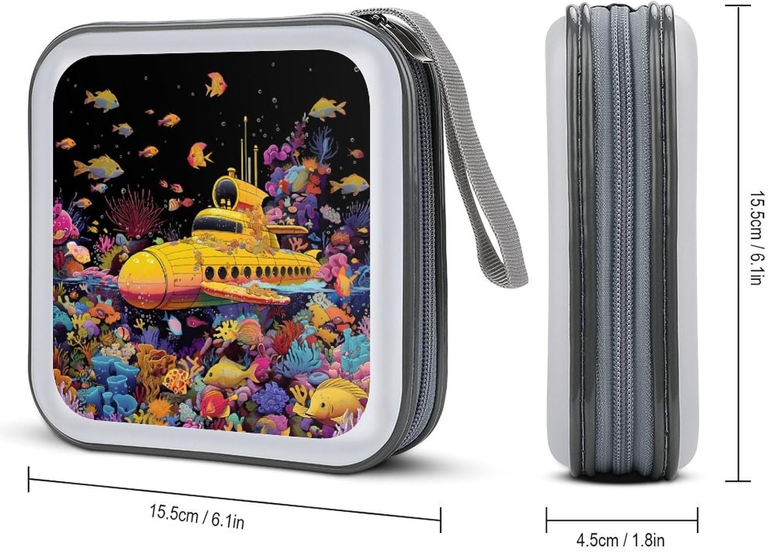 Funny Submarine Yellow CD Cases DVD Holder Storage Box Plastic Protection Case for Car Home Office Travel image 2