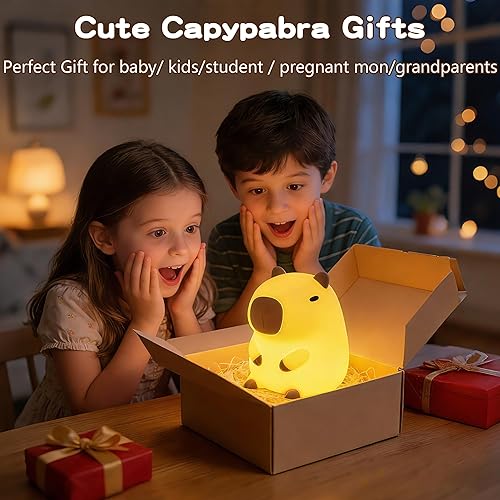 Miniatura 6 de Capybara Night Light for Kids - Safe Squishy Silicone Nursery Light with Timer,Dimmable & Rechargeable Touch Bedside Lamp, Cute Capybara Gift for
