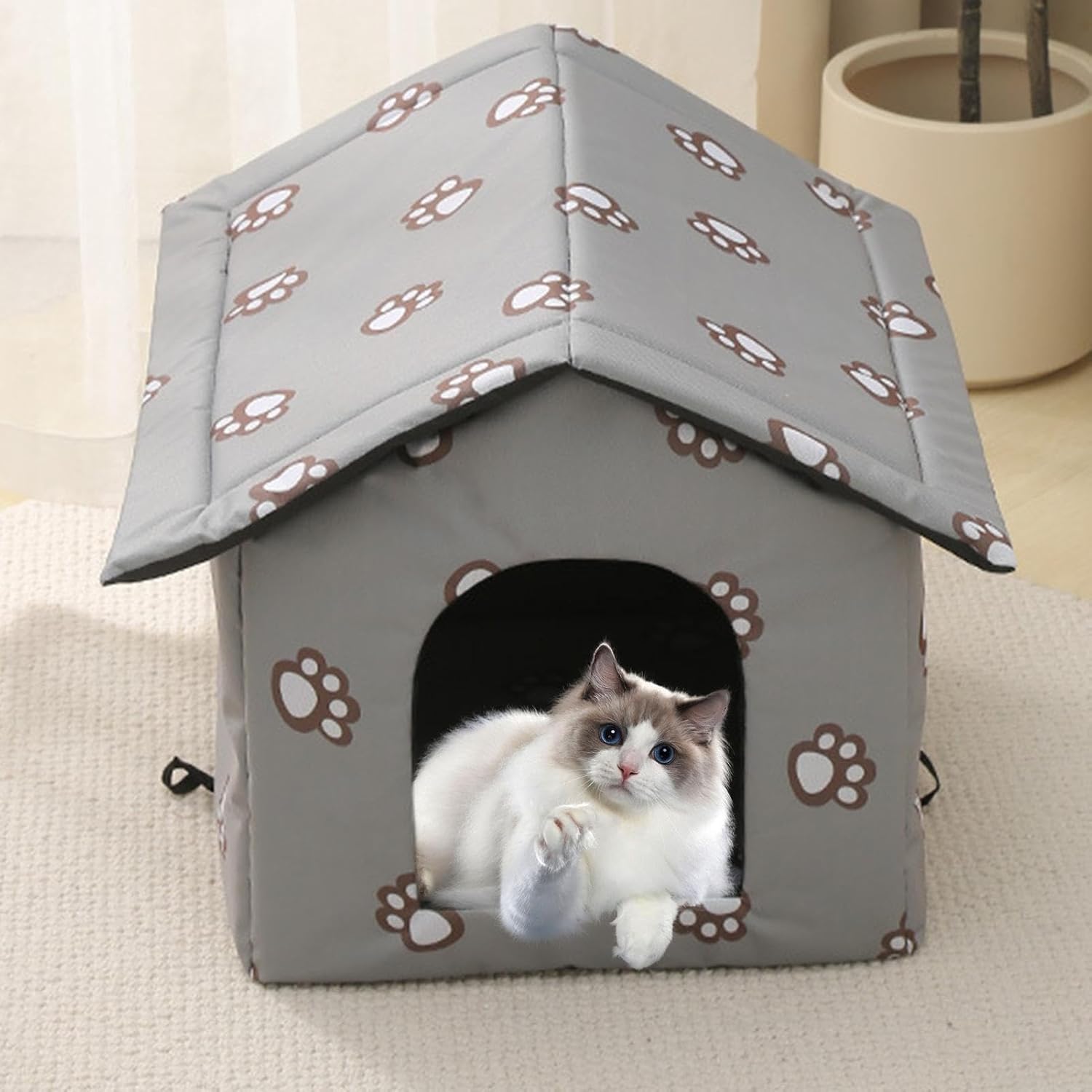 Stray Dogs Shelter - Outside Animal Tunnel, Outdoor Cat House | Rainproof Stray Cats Dogs Tent Shelter Cave with Detachable Bed, Comfortable Heated Animals Houses for All Weathers Animals