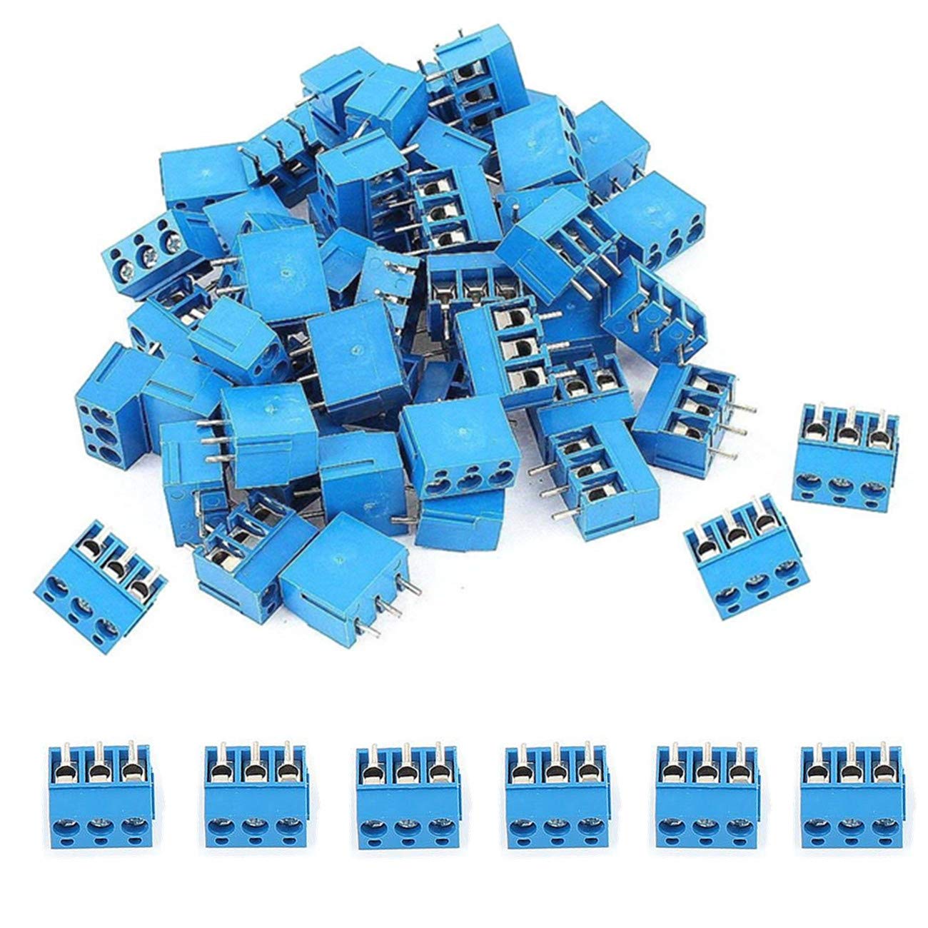 SamIdea 60pcs 3P 5.08mm Pitch 3Pin PCB Mount Screw Terminal Block ...