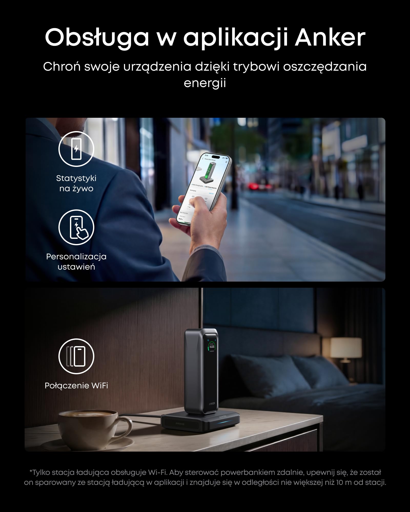 Powerbank i stacja ładująca Anker Prime, 20 100 mAh, 220 W, 6 portów | Powerbank i stacja ładująca Anker Prime, 20 100 mAh, 220 W, do 6 urządzeń, ładowanie dwukierunkowe, zgodność z wymogami TSA