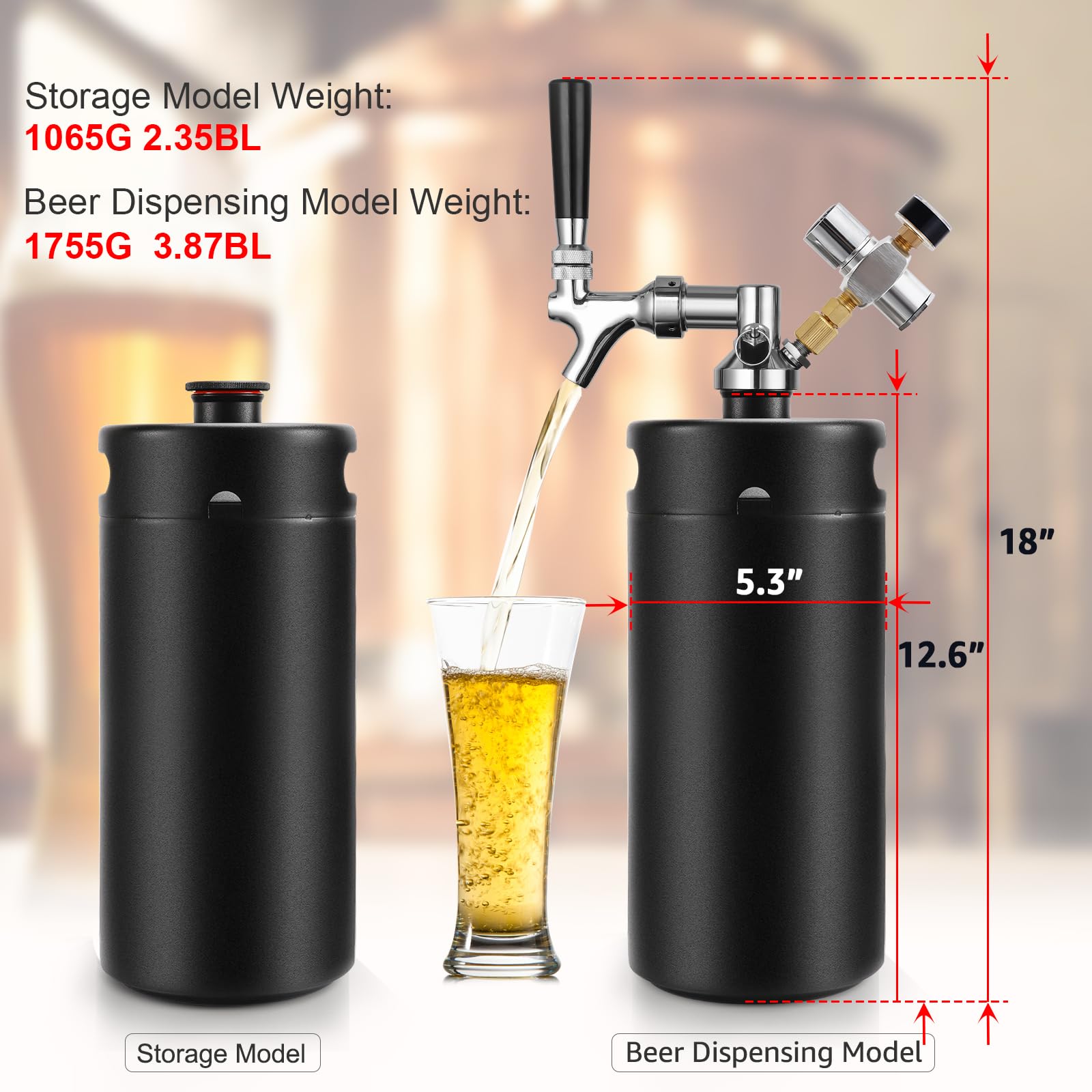 Mini sistema de grifo de barril de cerveza, barril de cerveza a presión de 128 onzas, jarra de barril de acero inoxidable 304 para mantener fresco y carbonatado, sistema dispensador portátil de