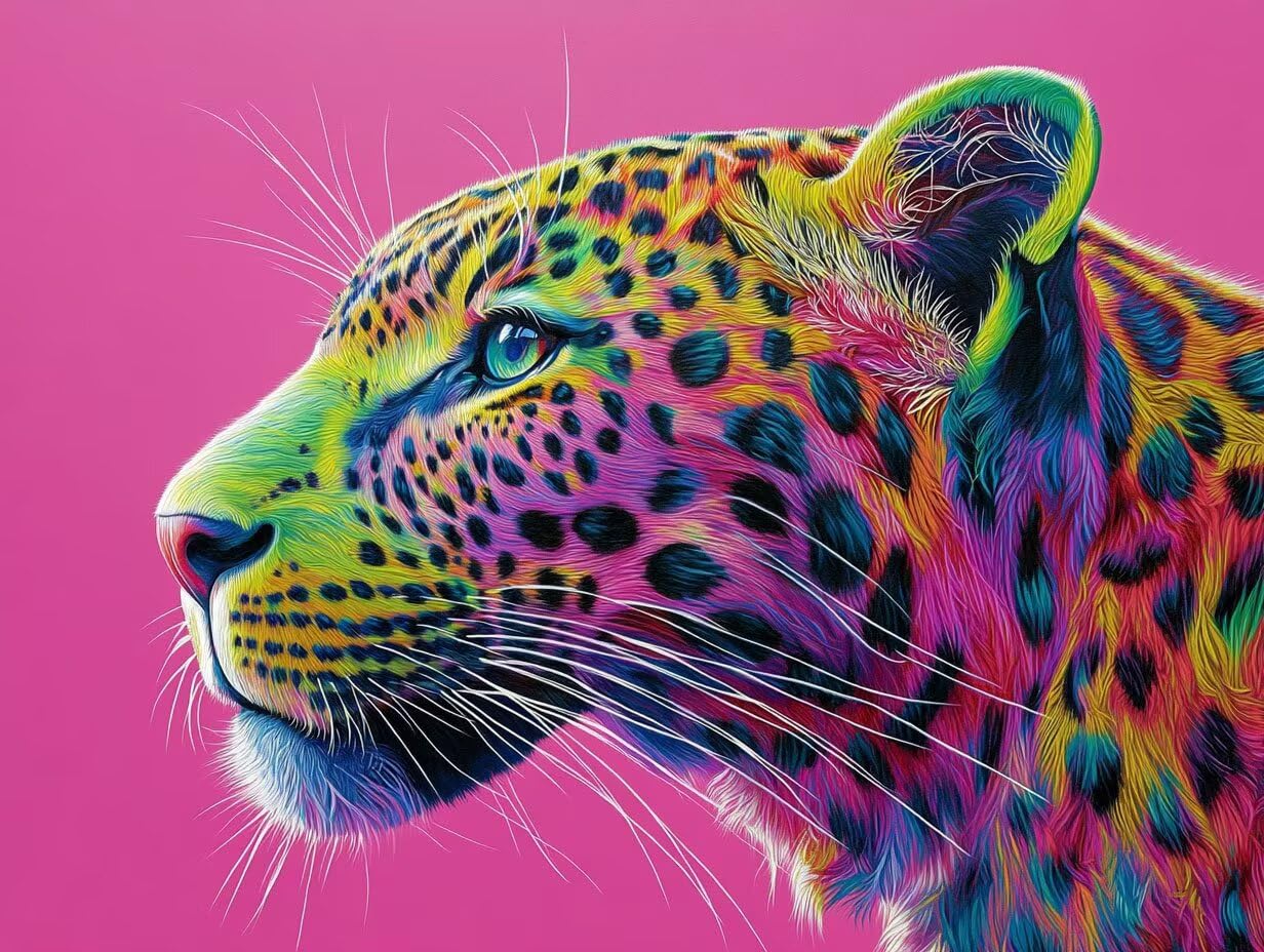 Tier Malen Nach Zahlen Erwachsene Leopard Malen Nach Zahlen Kinder ab 7, Set Erwachsene Bastelsachen Kreativ Set für Kinder Geschenke für Männer, Weihnachten Halloween Deko Ohne Rahmen 60x80cm H - 534