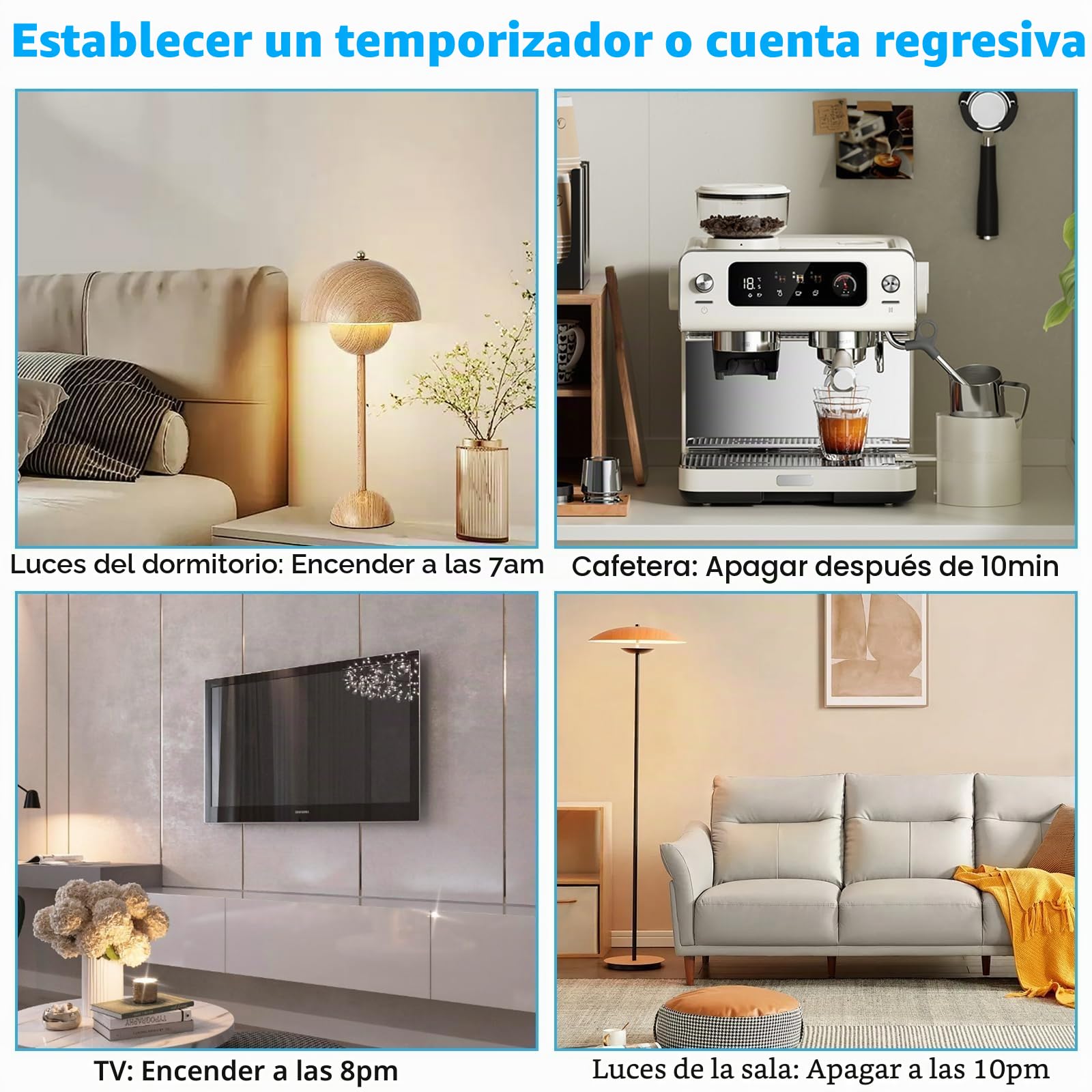 Enchufe Inteligente WiFi, 4 Pack Enchufe WiFi Medidor Consumo 16A 3680W, Tomada Inteligente con Temporizadores y Control Remoto por APP&Voz, Compatible con Alexa y Google Home