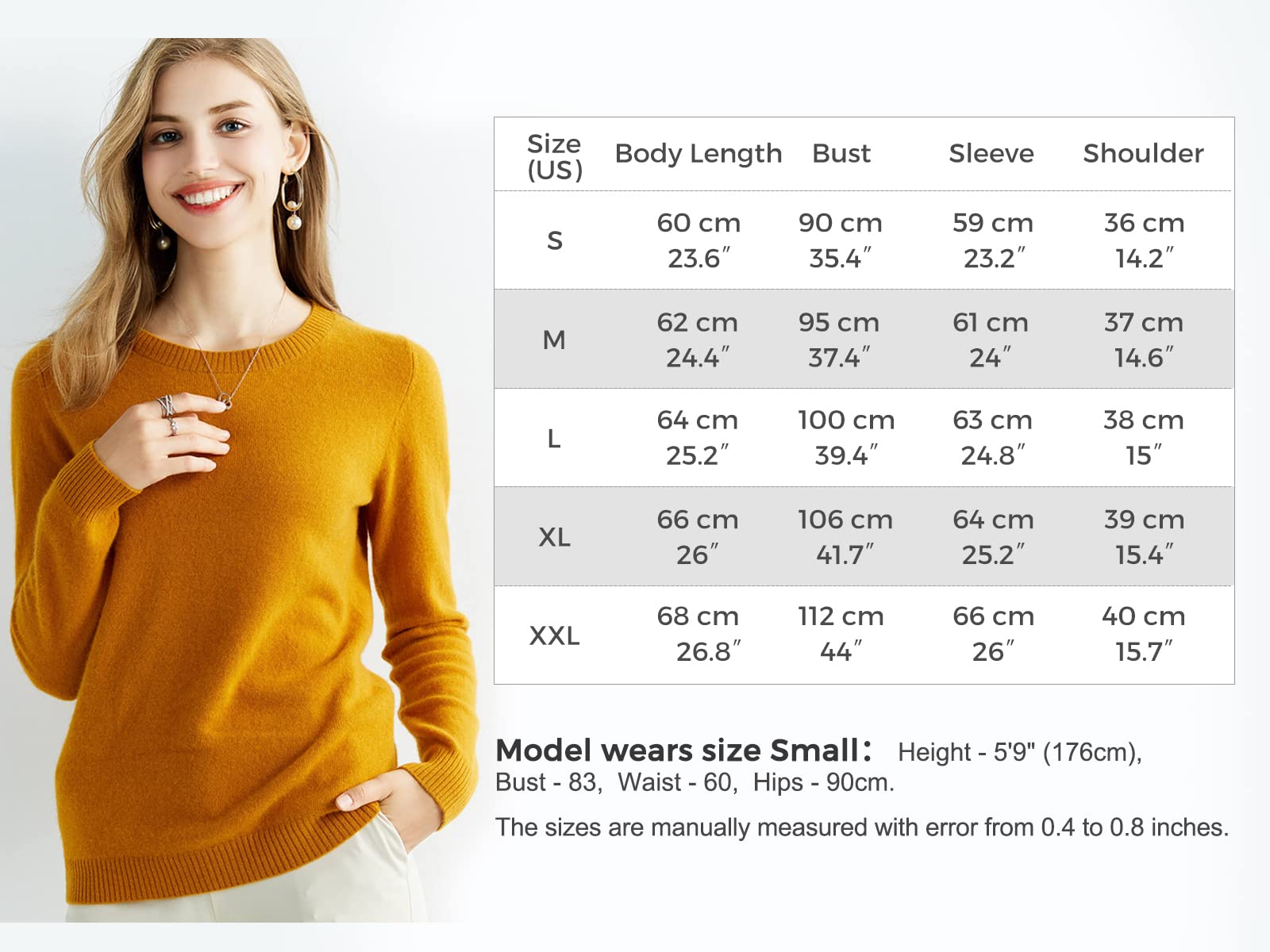 Chanyarn 100% Lana Merino Jersey Mujer Otoño Invierno Cálido Suave Cuello Redondo Manga Larga de Punto Jersey Suéter