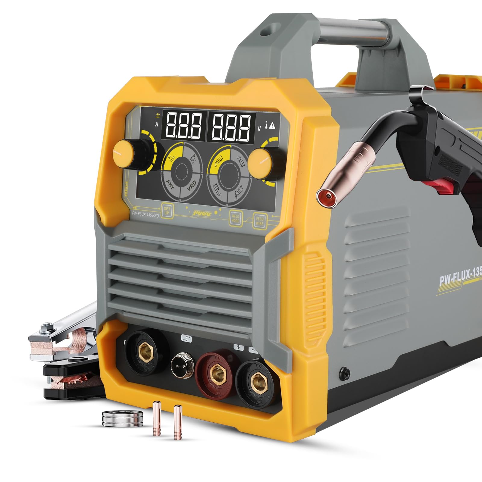 135A MIG Welder 110V,Flux Core Welder with Flux MIG/Lift TIG/Stick 3-in-1 IGBT Inverter LED Digital Display Welder with Thermal Protection,Hot Start,Adjustable Arc Force,VRD,and Anti-Stick