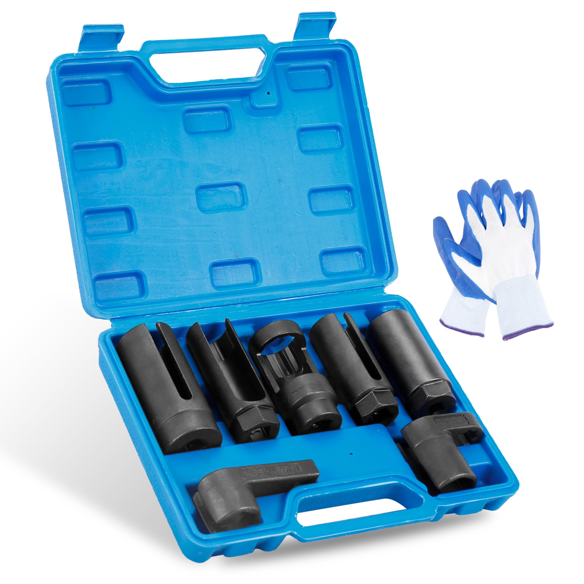 UNITHUB 9Pcs Automotive Oxygen Sensor Socket Set and Oil Pressure Sending Unit Sensor Socket 22mm 27mm 29mm Wrench Disconnection and Installation Tool Kit Universal for Vehicles (Blue)