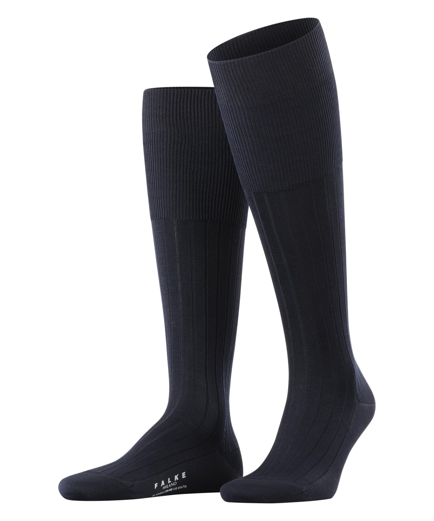 Falke Men's Blue Dark Navy 6370 Milano M Kh Cotton Long Plain 1 Pair Knee-High Socks, 5.5-6.5