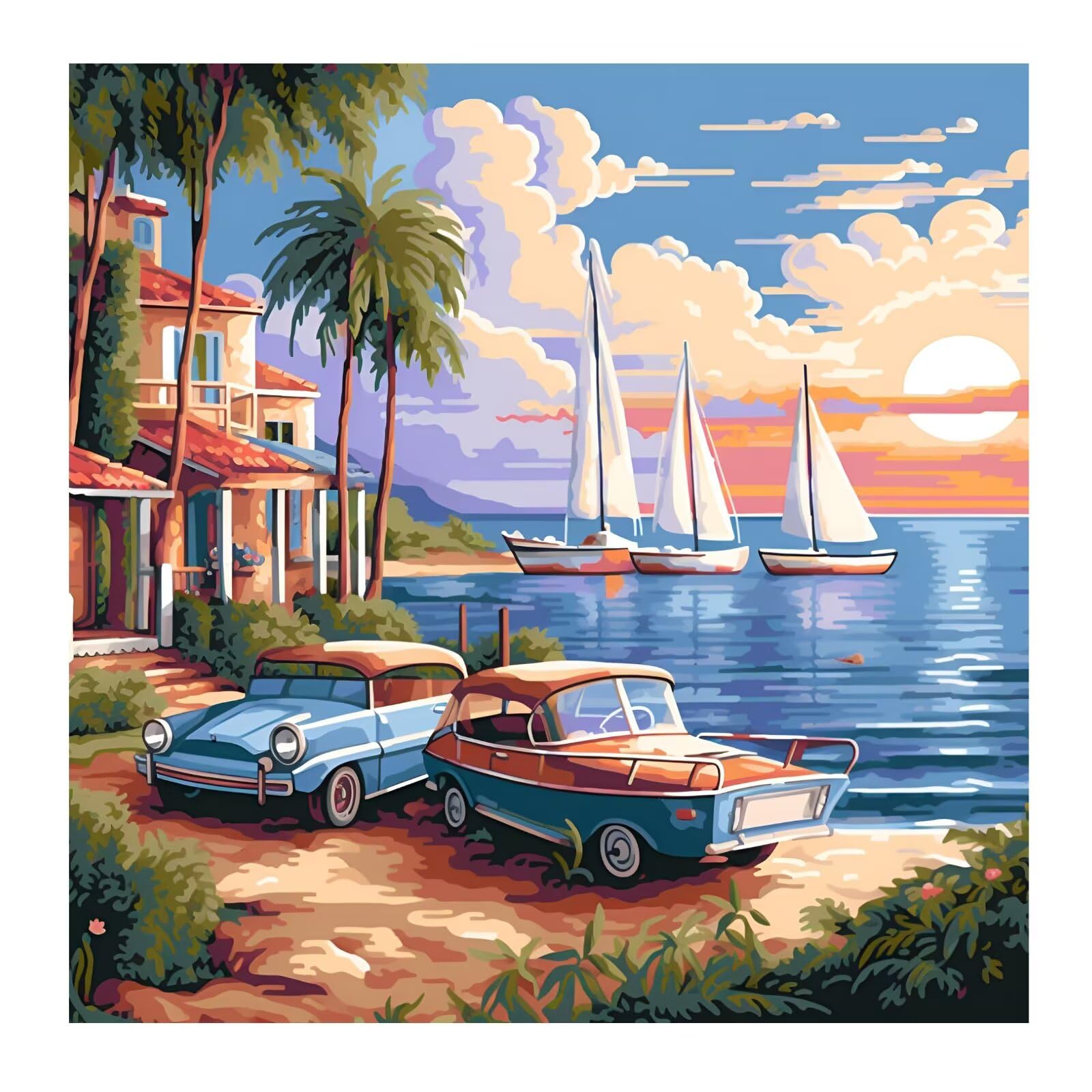 Cukol Canevas Broderie Point De Croix Kit Complet Adulte Debutant Paysage Abstrait, Kit Broderie Point De Croix Compté Imprimé Enfant DéButant Adulte Anglaise Easy Set Loisirs CréAtifs Adulte Broderie