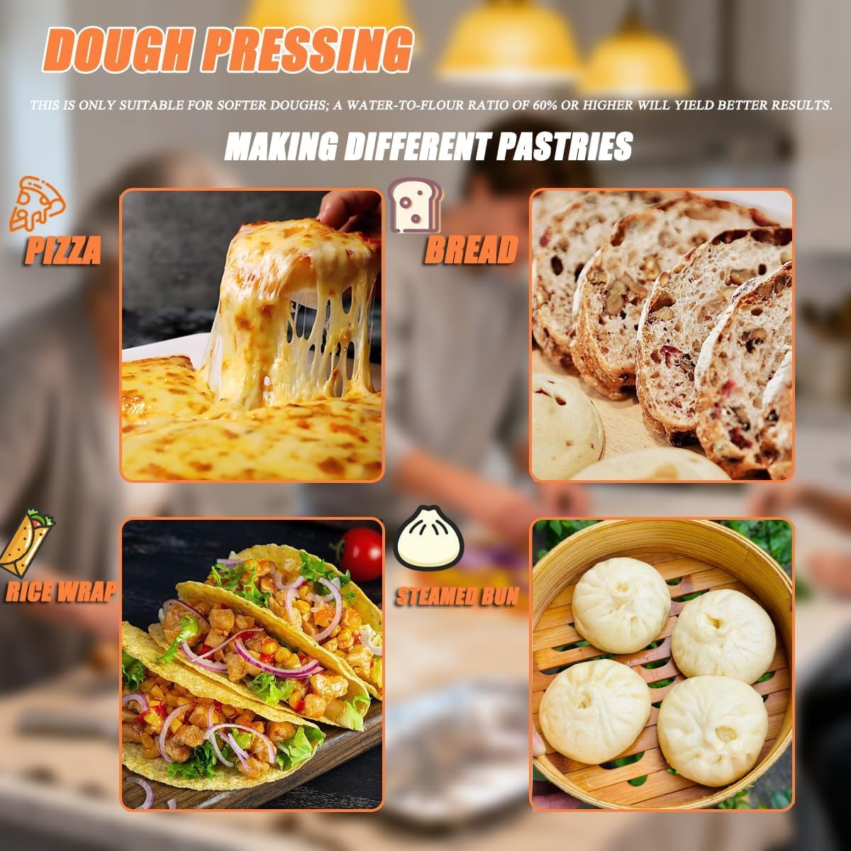 TYH Máquina para Prensar Masa De Pizza con Plato, Prensa Manual De Acero Inoxidable para Pizza Y Repostería, Brazo De Extensión Ajustable, Prensa para Pizza Doméstica para 24cm