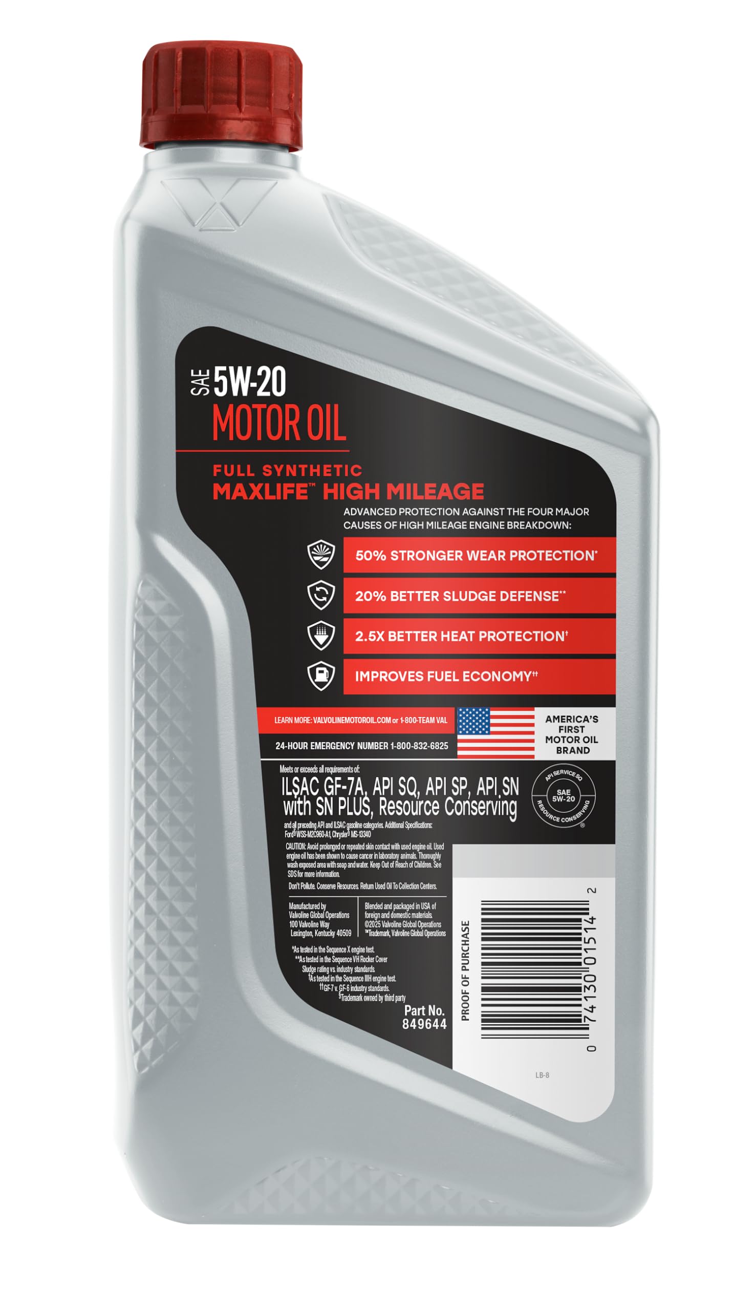 Valvoline MaxLife High Mileage Full Synthetic 5W-20 Motor Oil 1 Quart