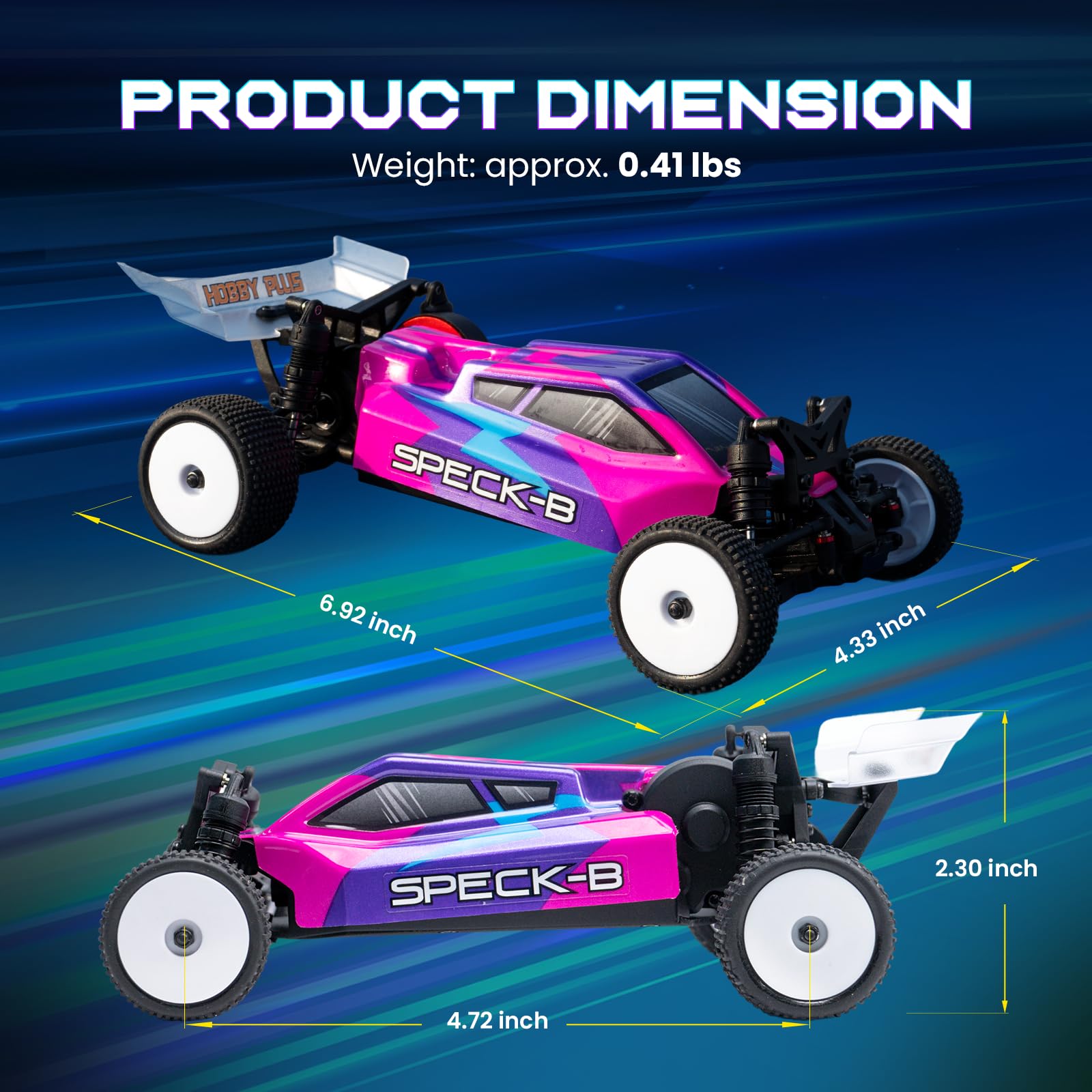 HOBBYPLUS Speck B Elite Brushless 1/24 2WD Mini RC Car - RTR RC Buggy, Fast Mini Racing Buggy - Veicoli da corsa telecomandati (Razor Magenta)