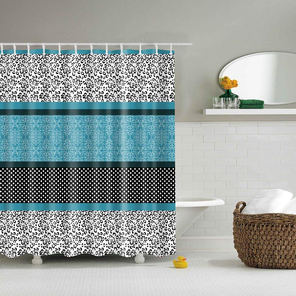 BOYOUTH Black and Blue Irregular Geometries Pattern Digital Print Shower Curtains for Bathroom Decor,Polyester Waterproof Fabric Bath Curtain with 12 Hooks,70x70 Inches,Multicolor — image 1