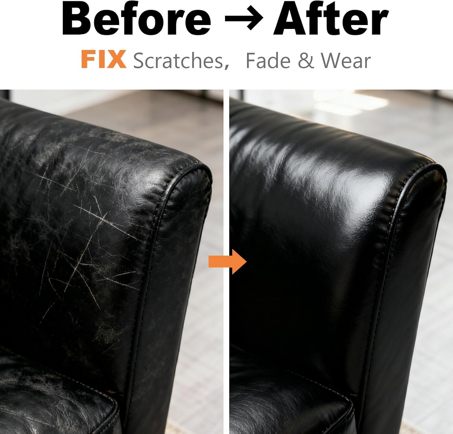 Black Leather Repair Kit, Black Leather Recoloring Balm, Leather Dye - Restore & Renew Scratch, Faded and Aged Leather & Vinyl Couches, Boots, Car Seats or Leather Furniture - Image 2