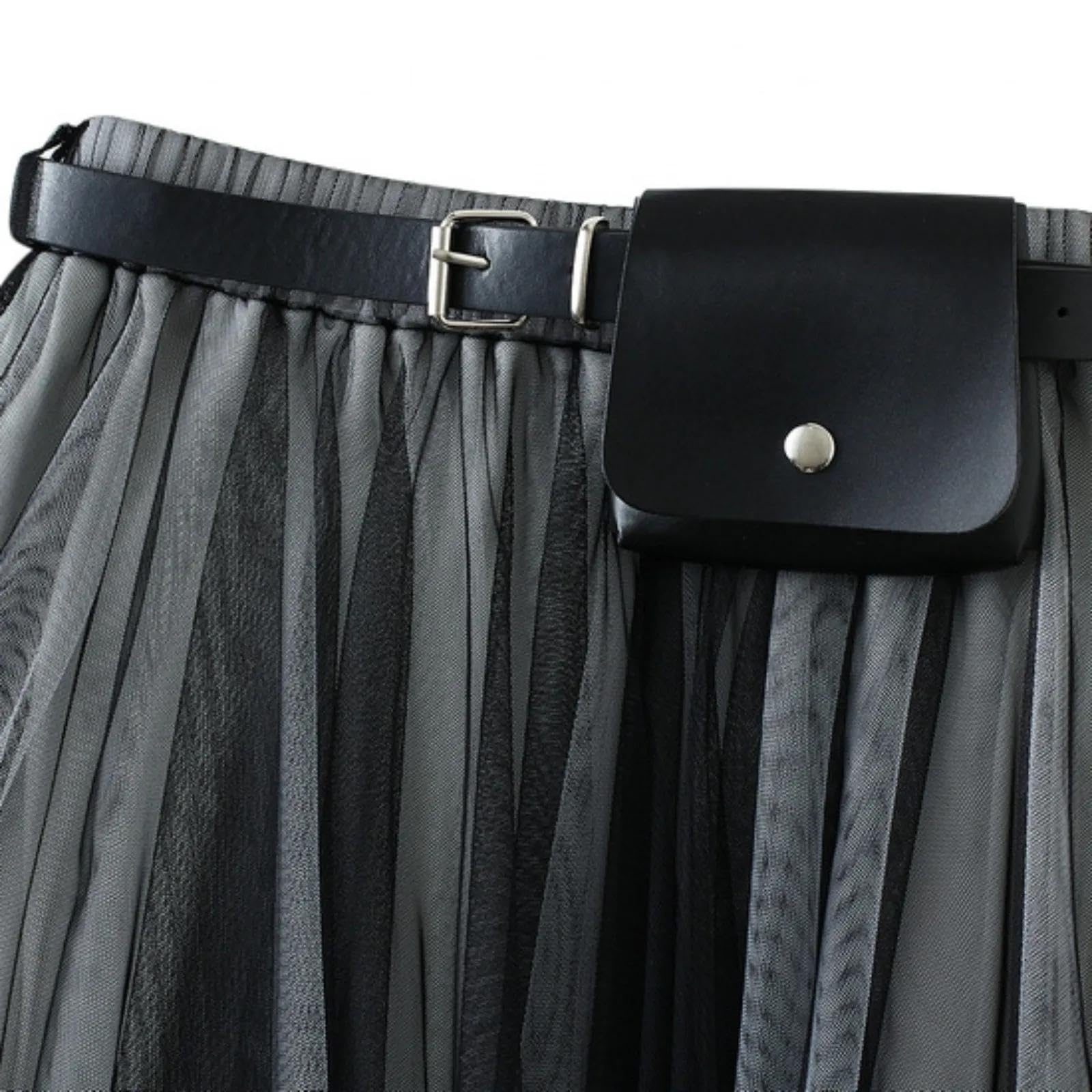 Falda Mujer Larga Cintura Alta Elástica Plisada Skirt Faldas Irregulares para Mujer con Cinturón Cintura Elástica con Volantes Falda Larga Acampanada
