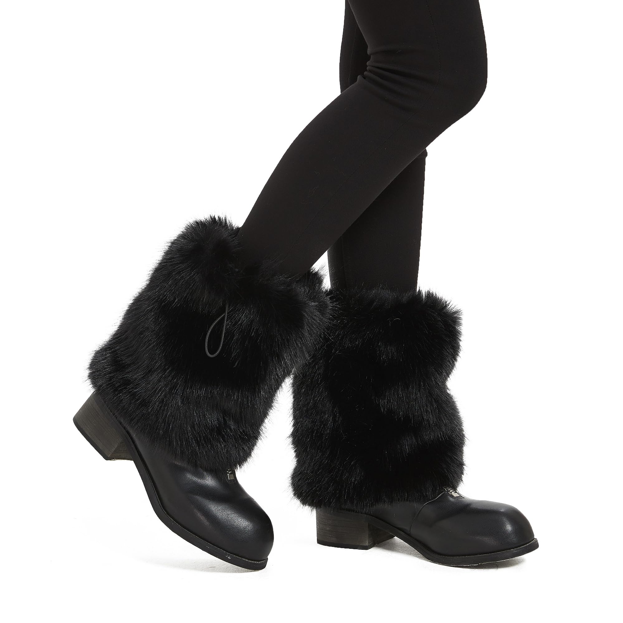 Fur Leg Warmers Furry Faux Fur Winter Leggings Boot Cuffs Toppers for Women