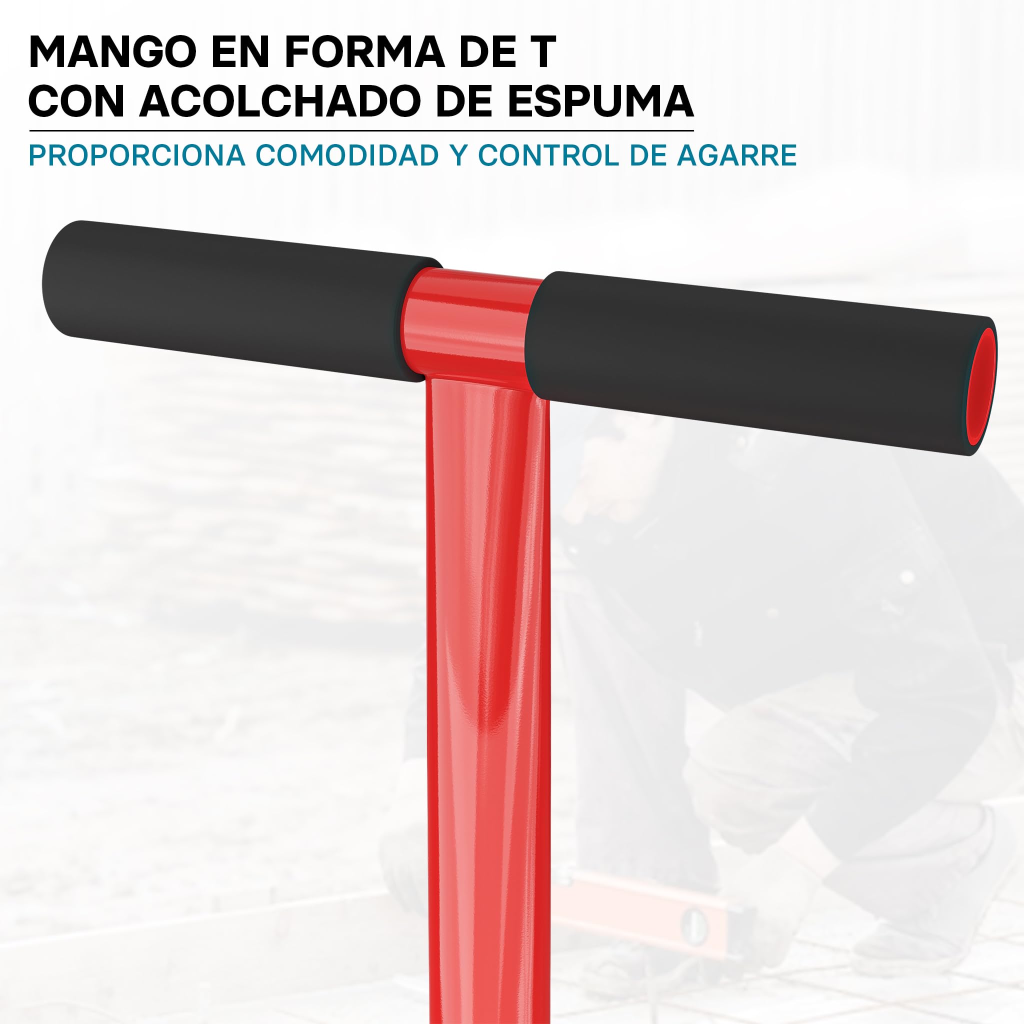 Wiltec Pisón de tierra 11,5 kg de acero, base 20 x 20 cm, mango en T, compactador manual