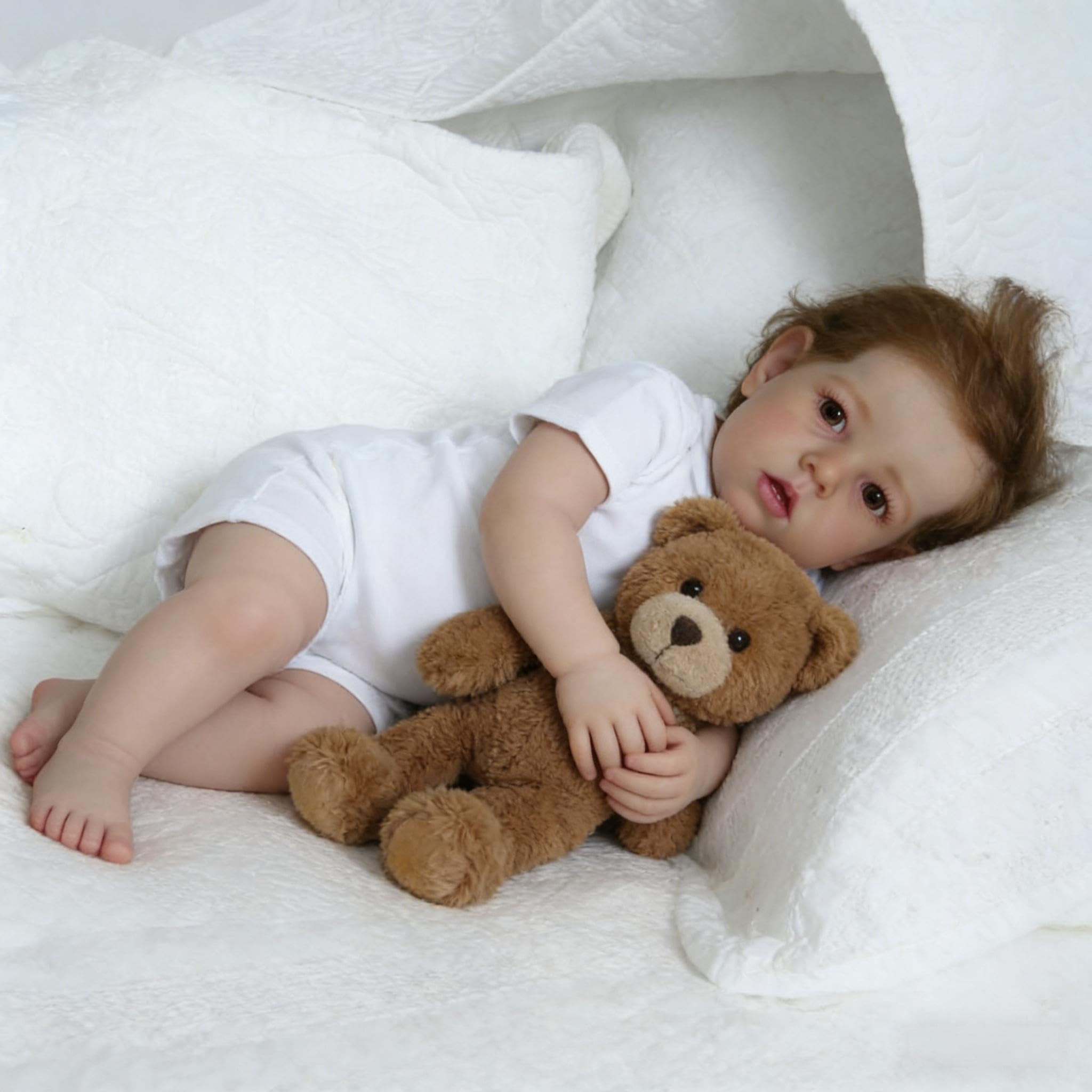RXDOLL Bambole Reborn realistiche di grandi dimensioni Ragazzo Liam 28 Pollici Realistico Bambino Bambola Del Bambino Real Bambole Che Guardano Real Morbido Panno Del Vinile Corpo Pesato Reborn
