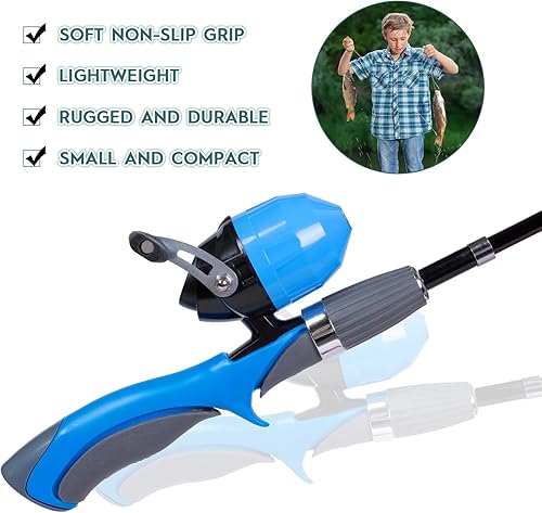 Miniatura 4 de Urban Deco Kit de caña de pescar para niños, 2 unidades, caña de pescar telescópica portátil para niños con caja de aparejos, 2 redes de pesca y 2