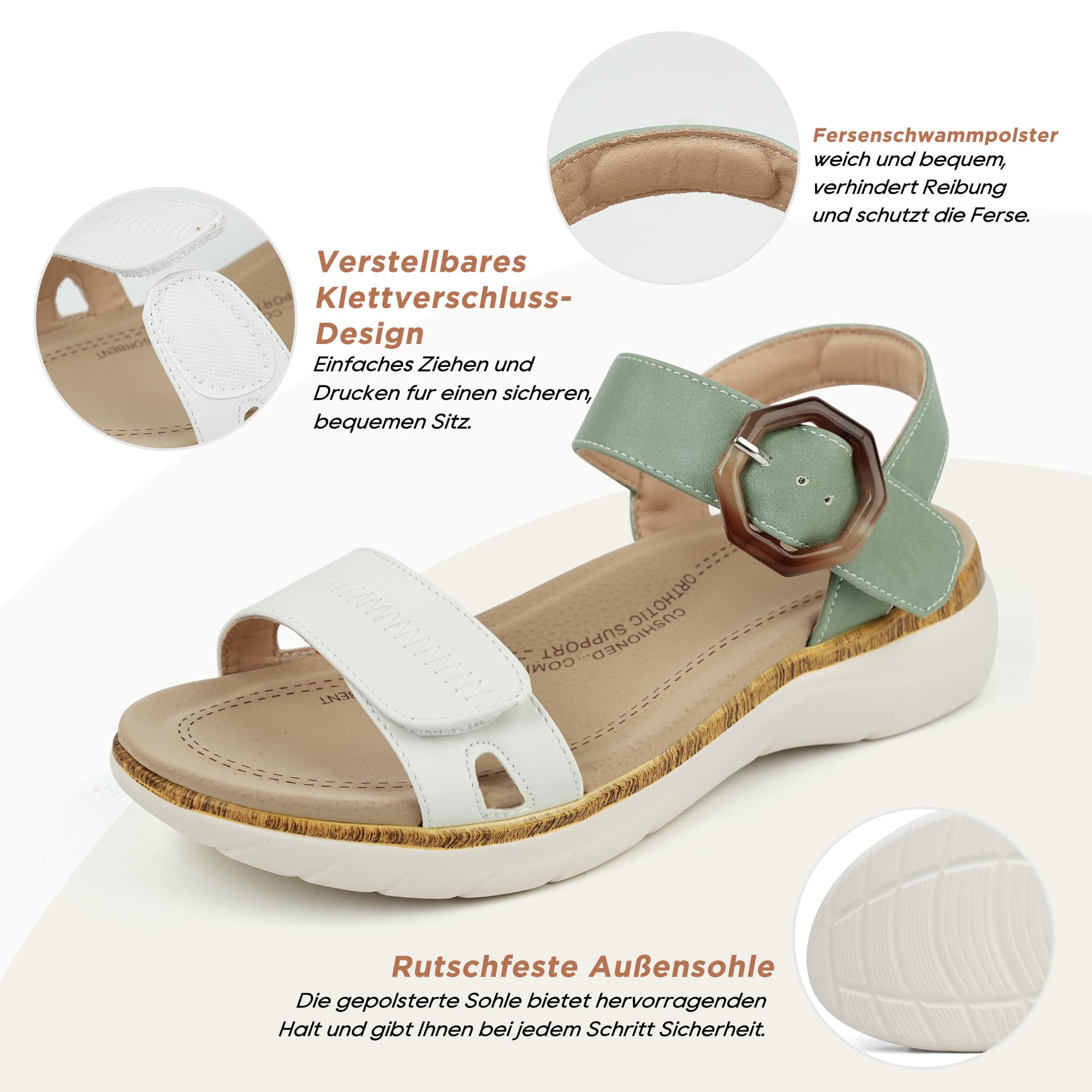 Ortho+rest Sandalias ortopédicas para mujer con soporte de arco cómodas sandalias de senderismo