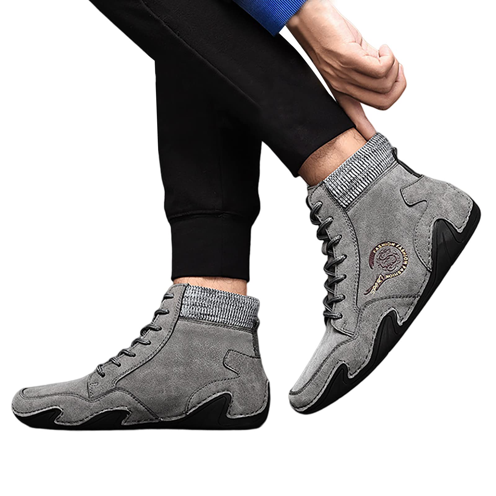 Wanderschuhe Herren Sommer Hoch - Outdoorschuhe Orthopädische | Trekkingschuhe Retro Fußballschuhe Leichtgewichts Rutschfest Freizeitschuhe Outdoor Casual Walkingschuhe