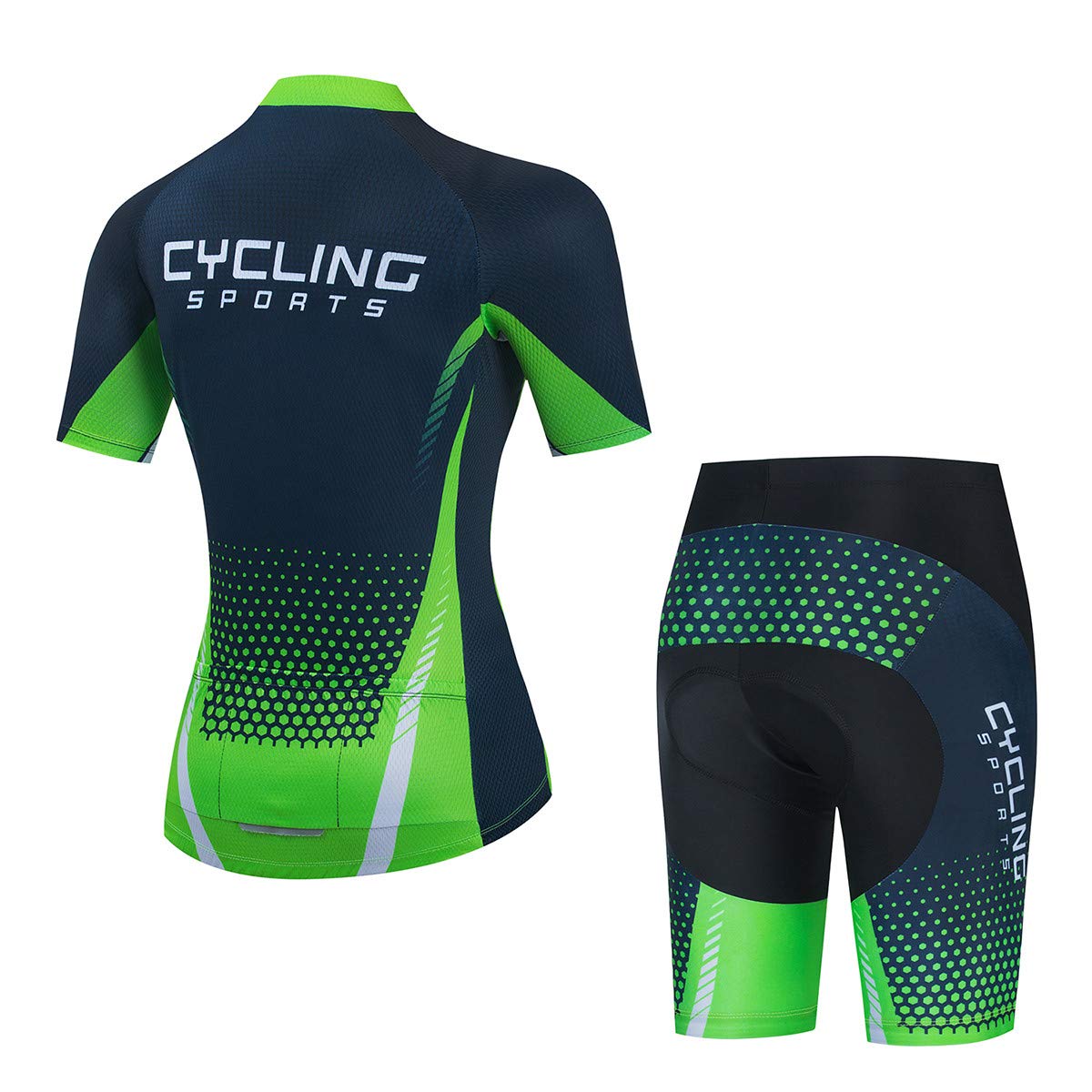 PSPORT Women's Cycling Jersey Shorts Sets Short Sleeve Bike Clothing Black Bicycle Suit Road Biking Outfits