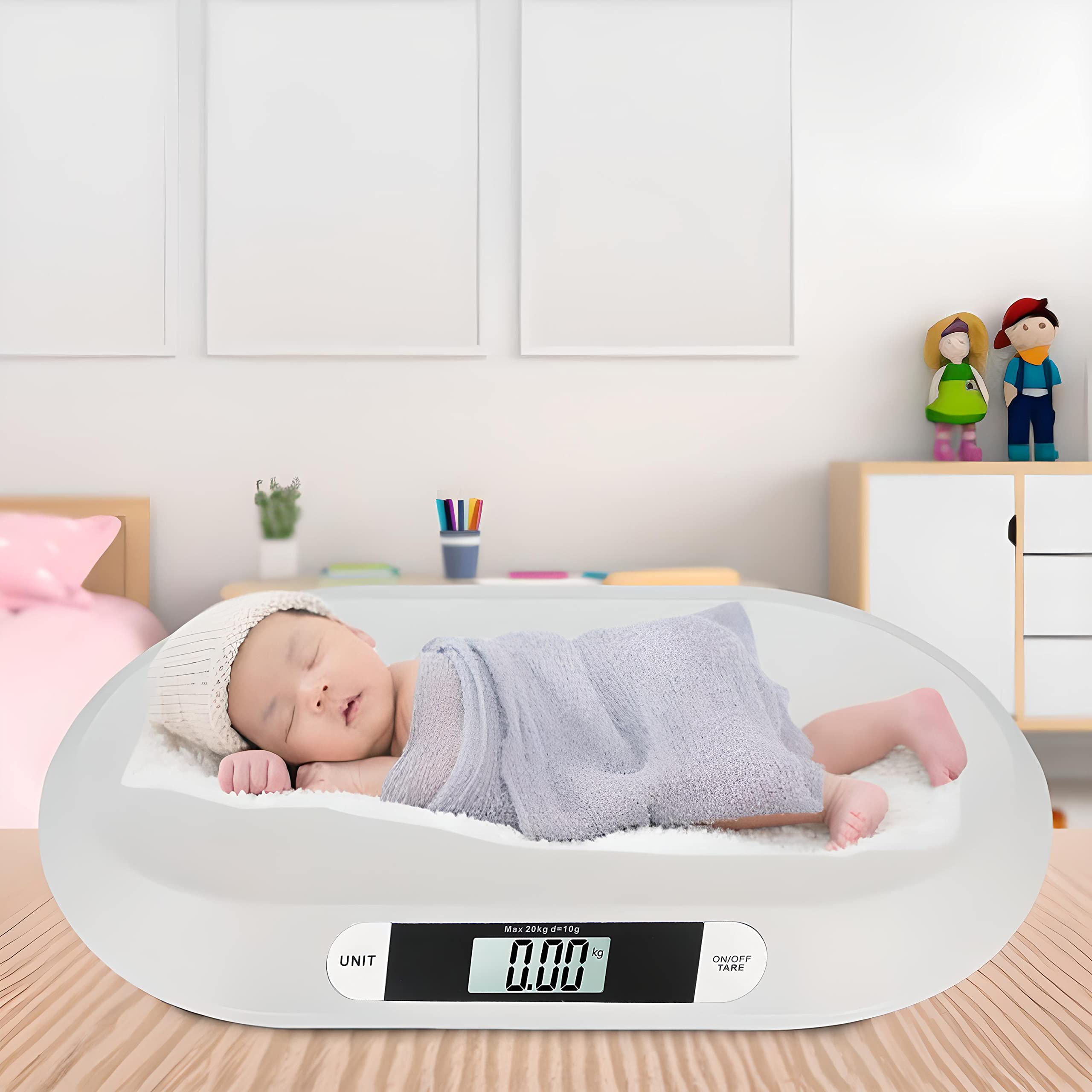 Retoo Babywaage Flach Digital bis 20kg, Kinderwaage, Digitalwaage für Neugeborene, Baby Waage, Säuglingswaage, Stillwaage Baby, Gewichtskontrolle ab Geburt, Ablesegenauigkeit, LCD Anzeige, Weiß