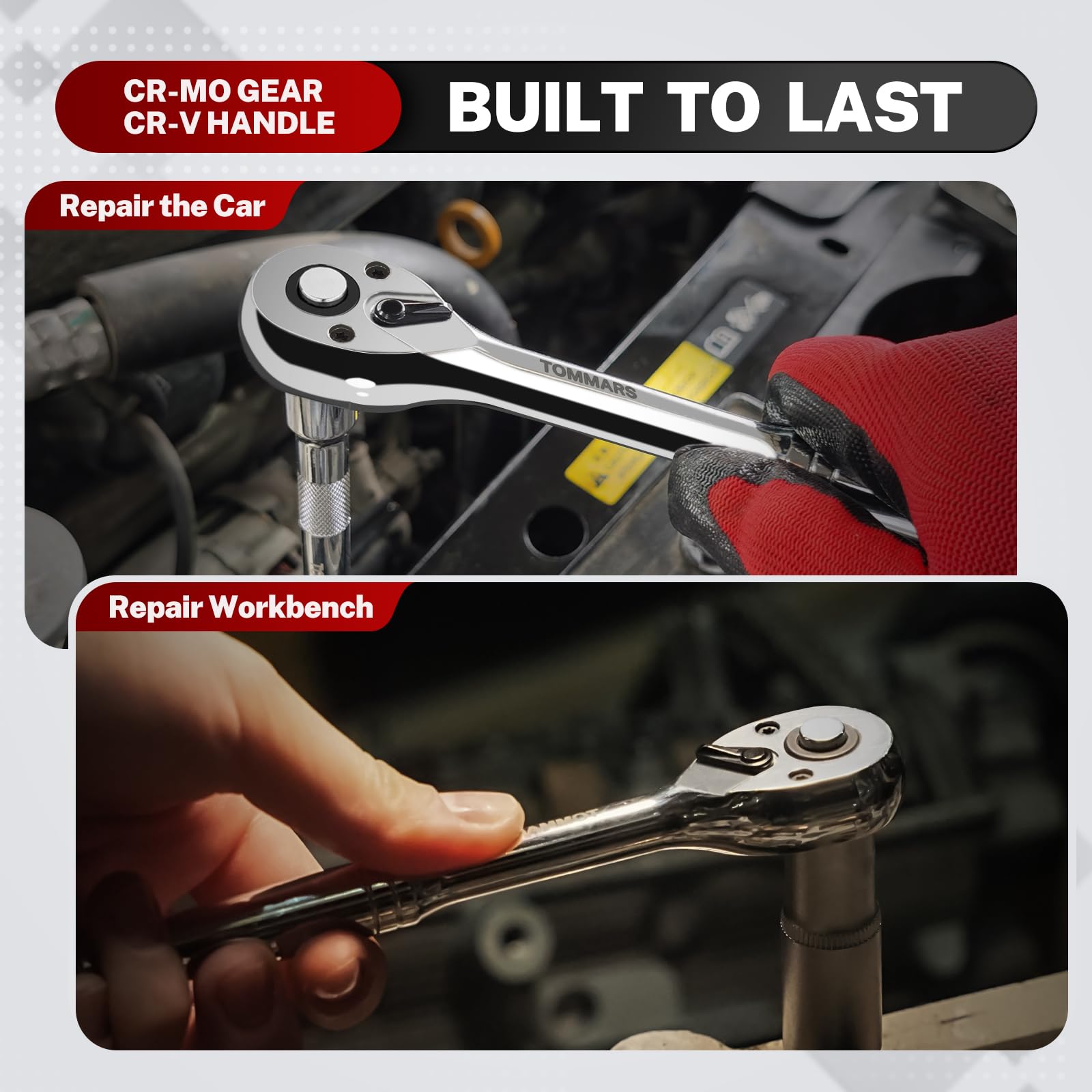 TOMMARS Ratchet Set - 3/8" & 1/2" Drive -2