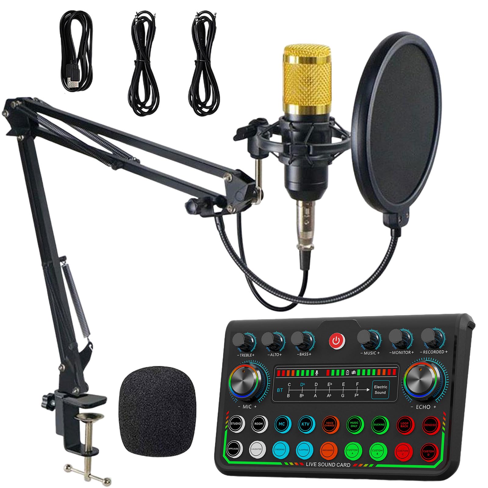Kocusu Podcast Equipment Bundle, Home Recording Studio Package with DJ Controller, BM800 Condenser, Mic Arm