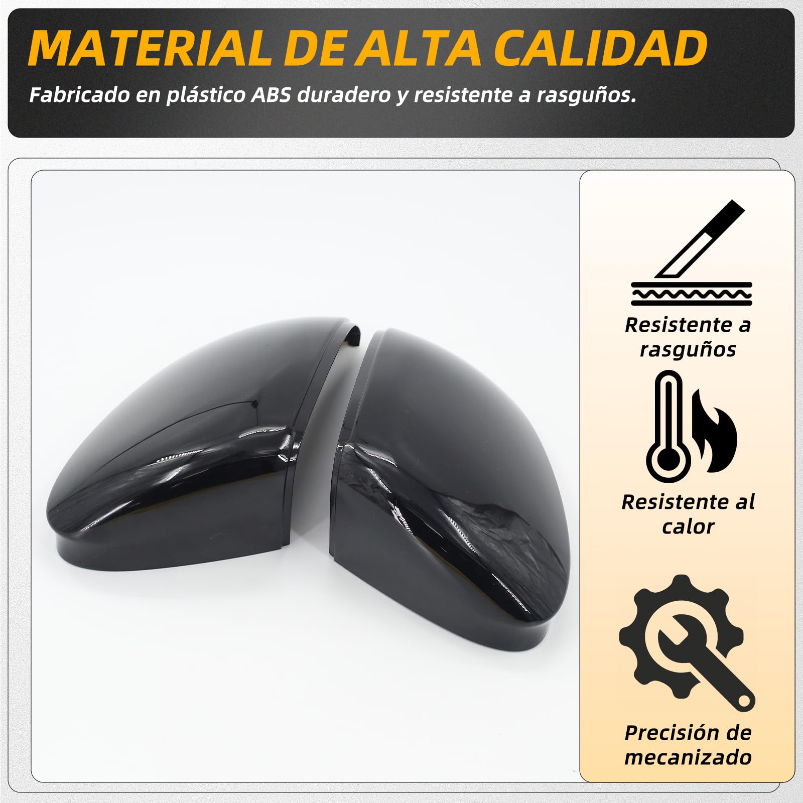 Cubierta de espejo de repuesto para Volkswagen Golf 8 MK8 (2019-2021), color negro brillante