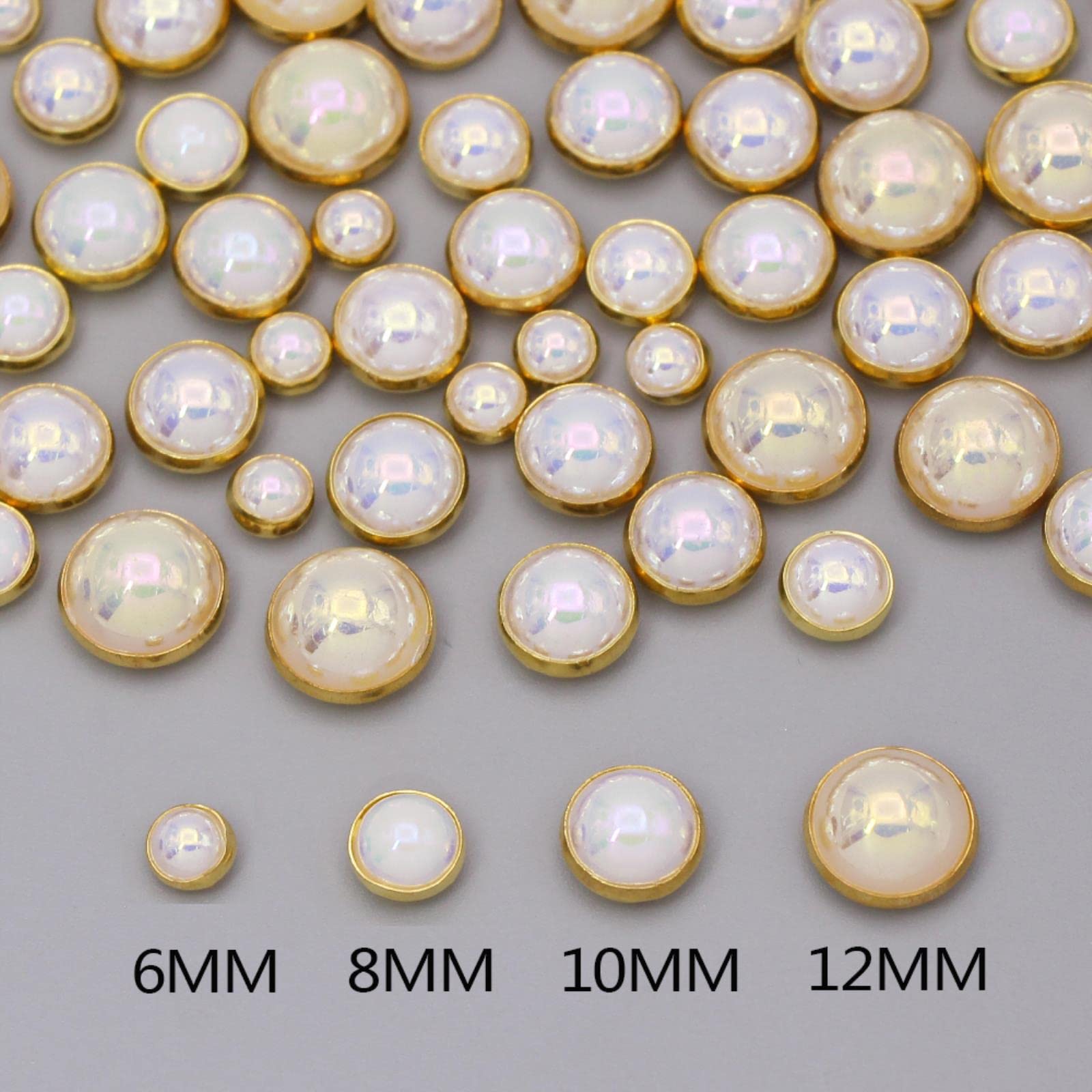 10 szt. luksusowych perłowych guzików do odzieży DIY akcesoria szycia piękne ozdobne guziki ze strasem(Golden,8mm)