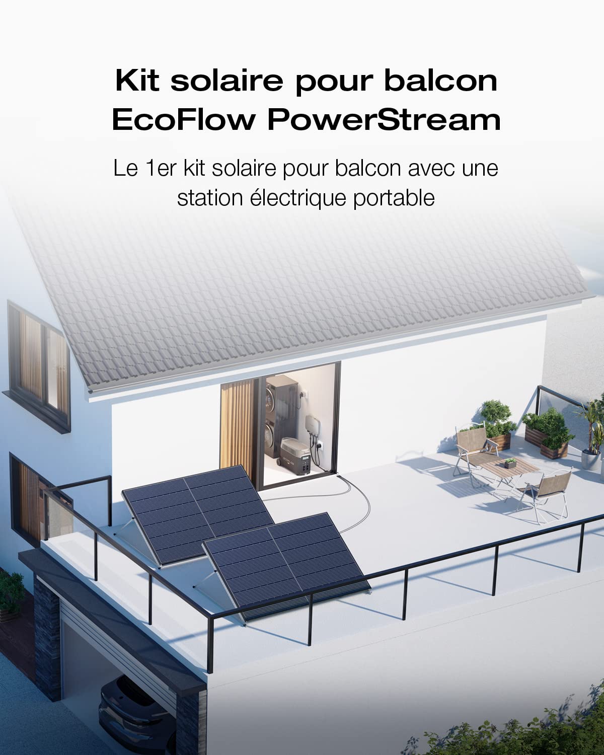 EcoFLow Micro-onduleur(800W) avec Panneau Solaire monocristallins 400W*2, câble de connecté de Delta Pro et Delta Pro Station électrique