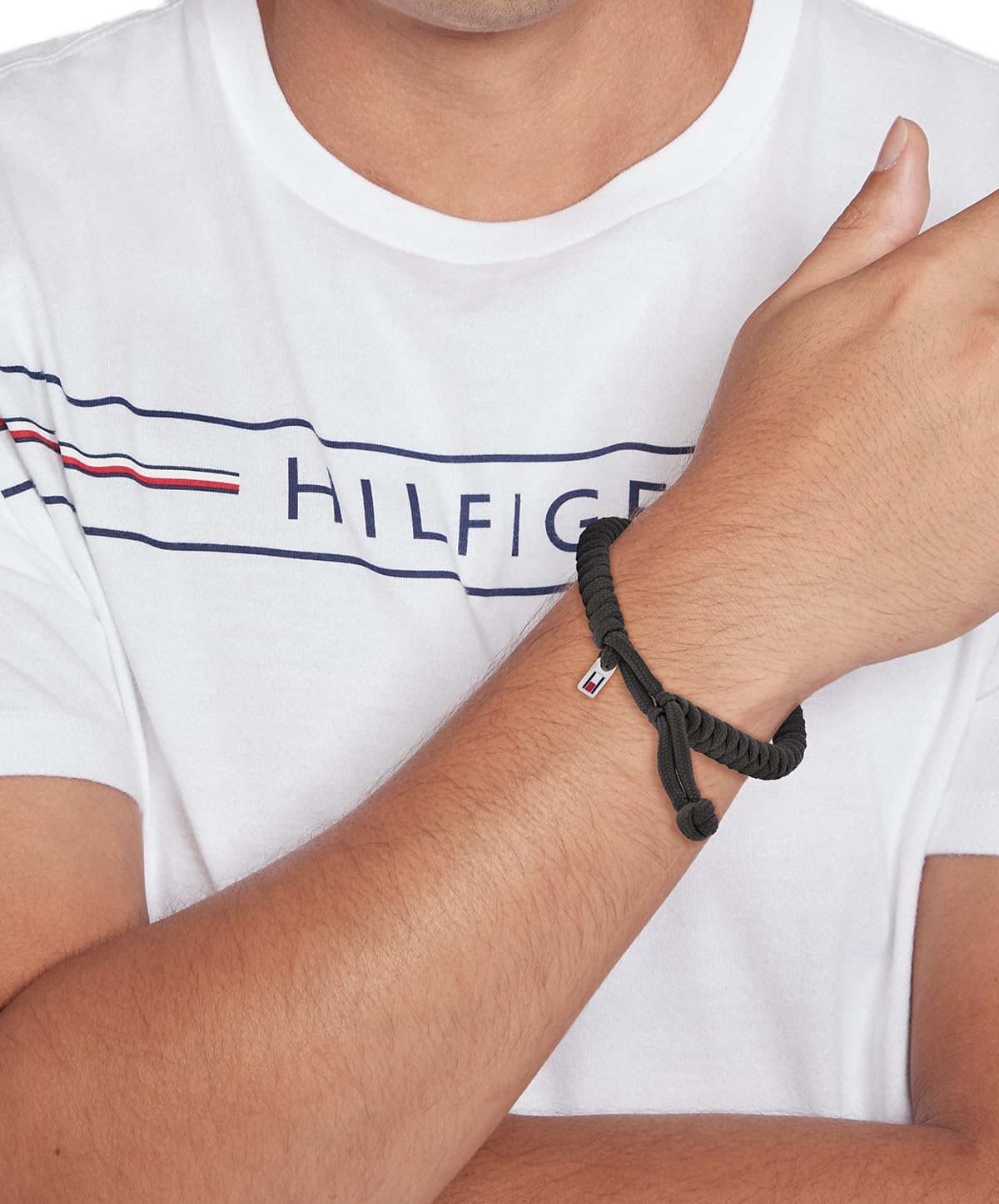 Tommy Hilfiger Bransoletka męska z czarnego nylonu i stali nierdzewnej - Ref. 2790593, Mediano, Nylon, Bez kamieni szlachetnych
