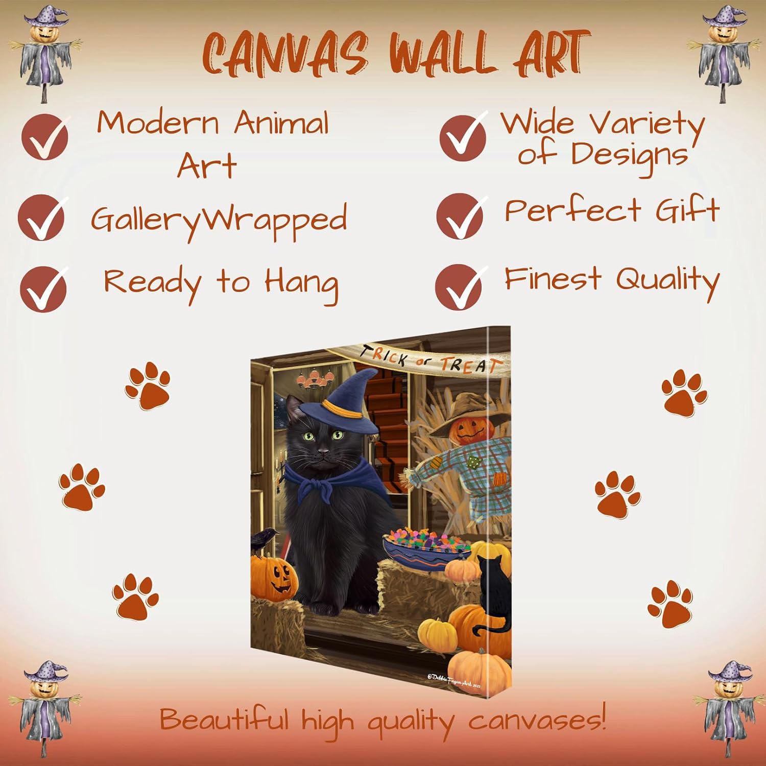 Doggie of the Day Enter at Risk with Black Cats Canvas Wall Art - Premium Quality Ready to Hang Room Decor - 1.5" Thick Canvas Wrap 11" x 14"
