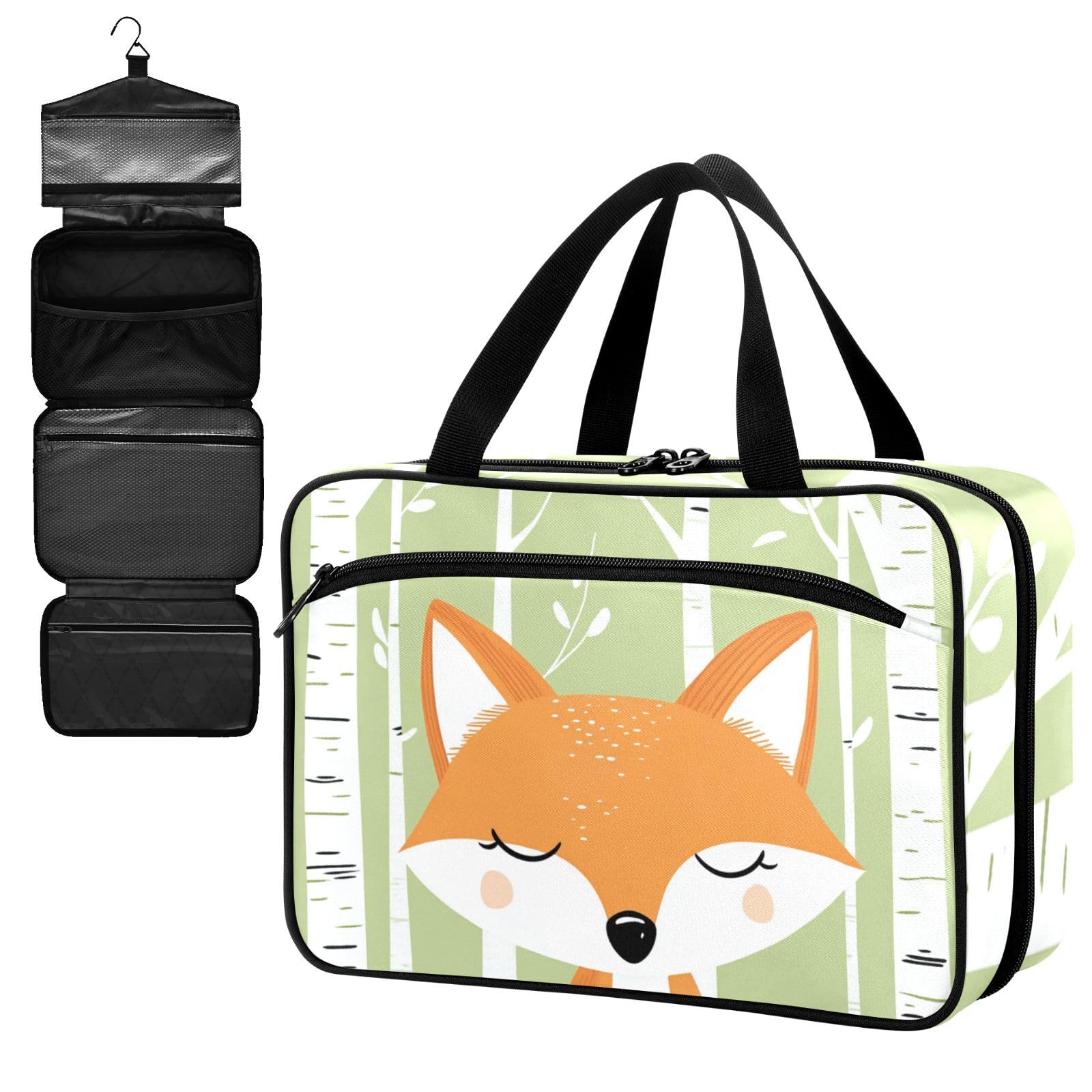 Fustylead Cute Fox Forest Cartoon Woodland Animal Large Medical Storage Bag with Zipper Empty First Aid Bag Trauma Kit for Traveling Hiking Camping Backpacking