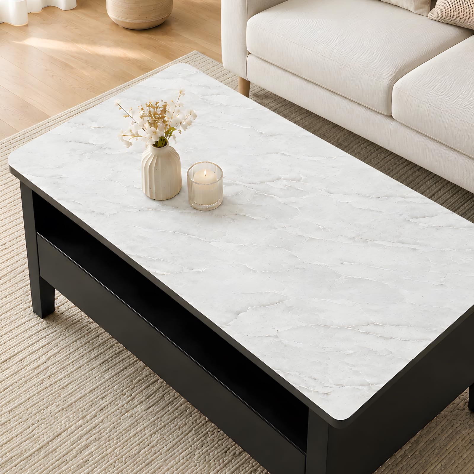 LovePads Marble-Look Table Protector, 30x48 in Coffee &amp; Side Table Cover