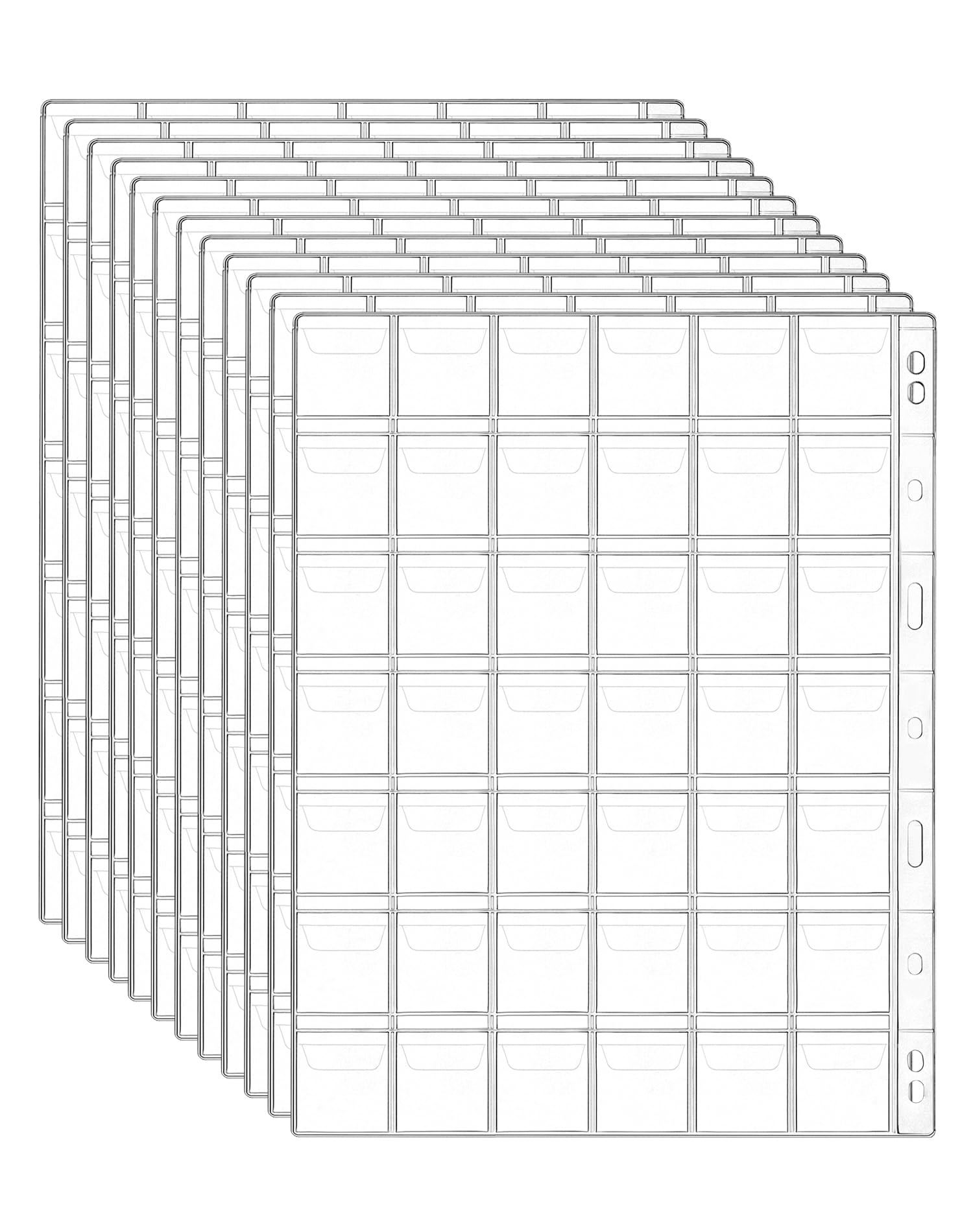 QWORK® 12 Fogli Raccoglitore Monete, Porta Monete con 9 Fori, 42 Scomparti da 29 mm