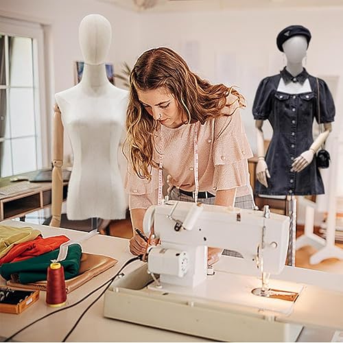 Miniatura 7 de Maniquí de forma de vestido femenino, torso de mujer para coser, cuerpo de maniquí de exhibición de ropa con soporte de altura ajustable dorado de