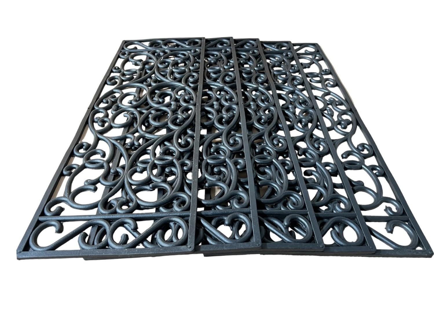 Jet-Line® | 5 Stück | Stufenmatte SCALA | schwarz | Relief | Rutschfeste Gummimatte | 25x75 cm | Ornament | Treppe | außen | outdoor | Antirutsch Matte | Gummi