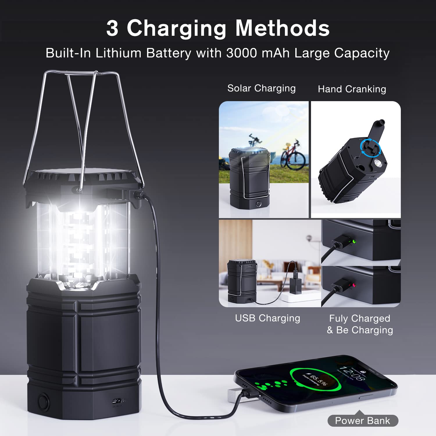 Radio De Emergencia Solar Con Manivela Para Acampar Al Aire Libre USB