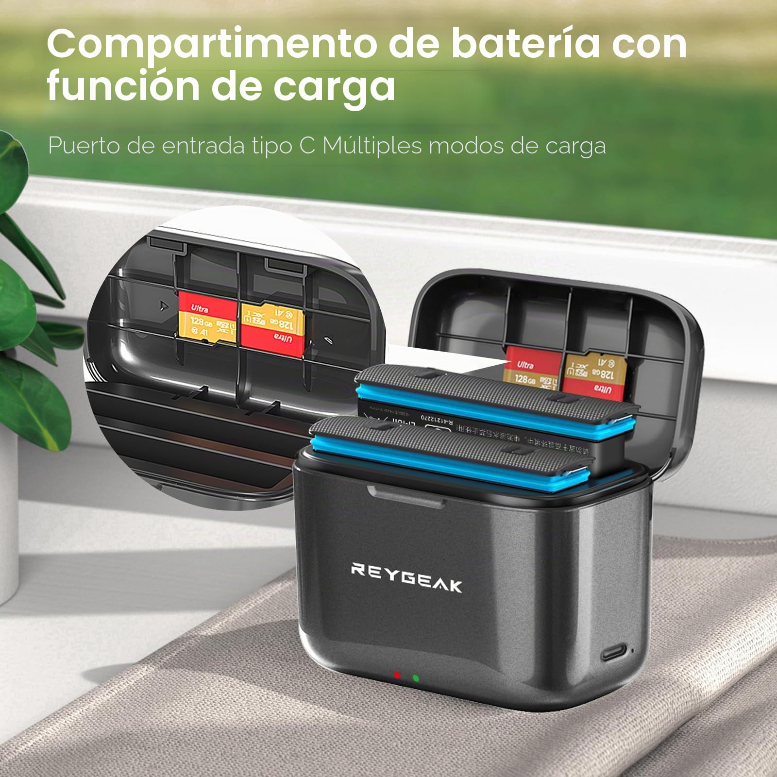 REYGEAK Batería y cargador para Insta360 X4, paquete de 2 baterías portátiles con 2 puertos de carga, baterías recargables de 2500 mAh solo para Insta360 x4