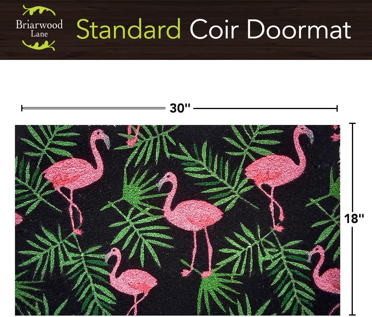 Briarwood Lane Flamingos and Leaves Coir Doormat 18 x 30