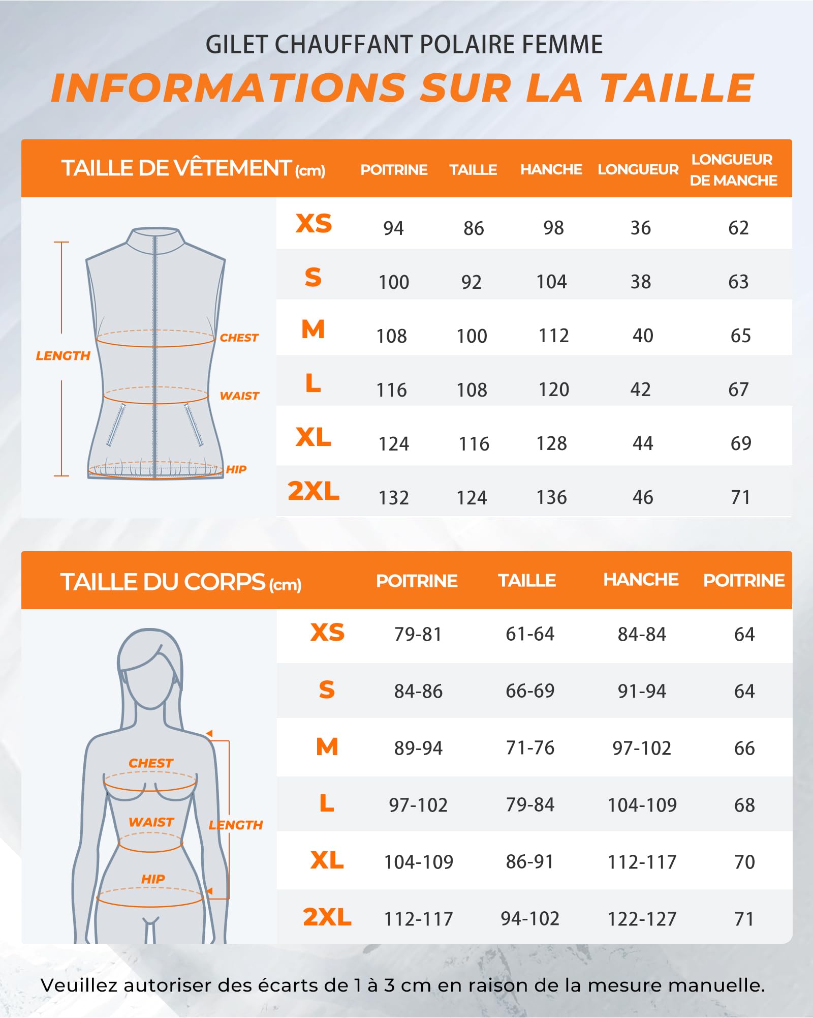Polaire Gilet Chauffant Femme Avec Batterie 16000mAh 7,4V Incluse, 9 Zones, 3 Températures Réglables