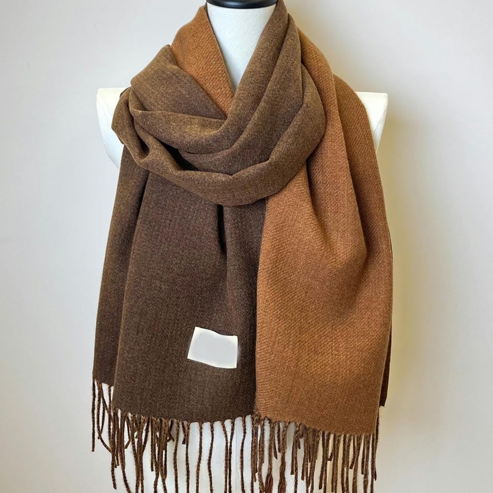 SYJYM Bufanda de Dos Colores de Doble Cara, Chal con borlas de Cachemira de imitación básico Simple, protección para el Cuello Unisex a Prueba de frío para otoño e Invierno