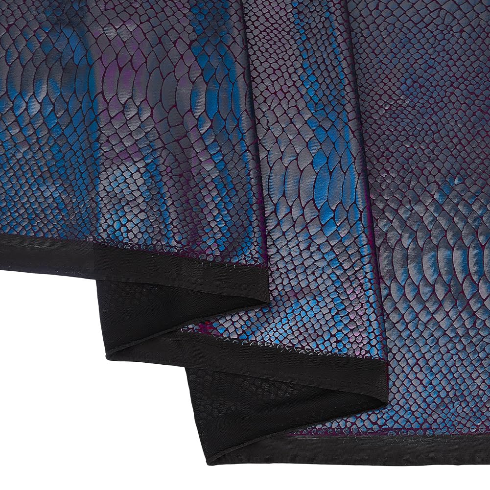 PH PandaHall 1.78m Tissu Motif Peau de Serpent 1m Largeur Noir Iridescence Tissu Reptile Brillant Tissu Élastique Imprimé Peau de Serpent Tissu Motif Animal pour Couture Robe Tenue de Danse Costume