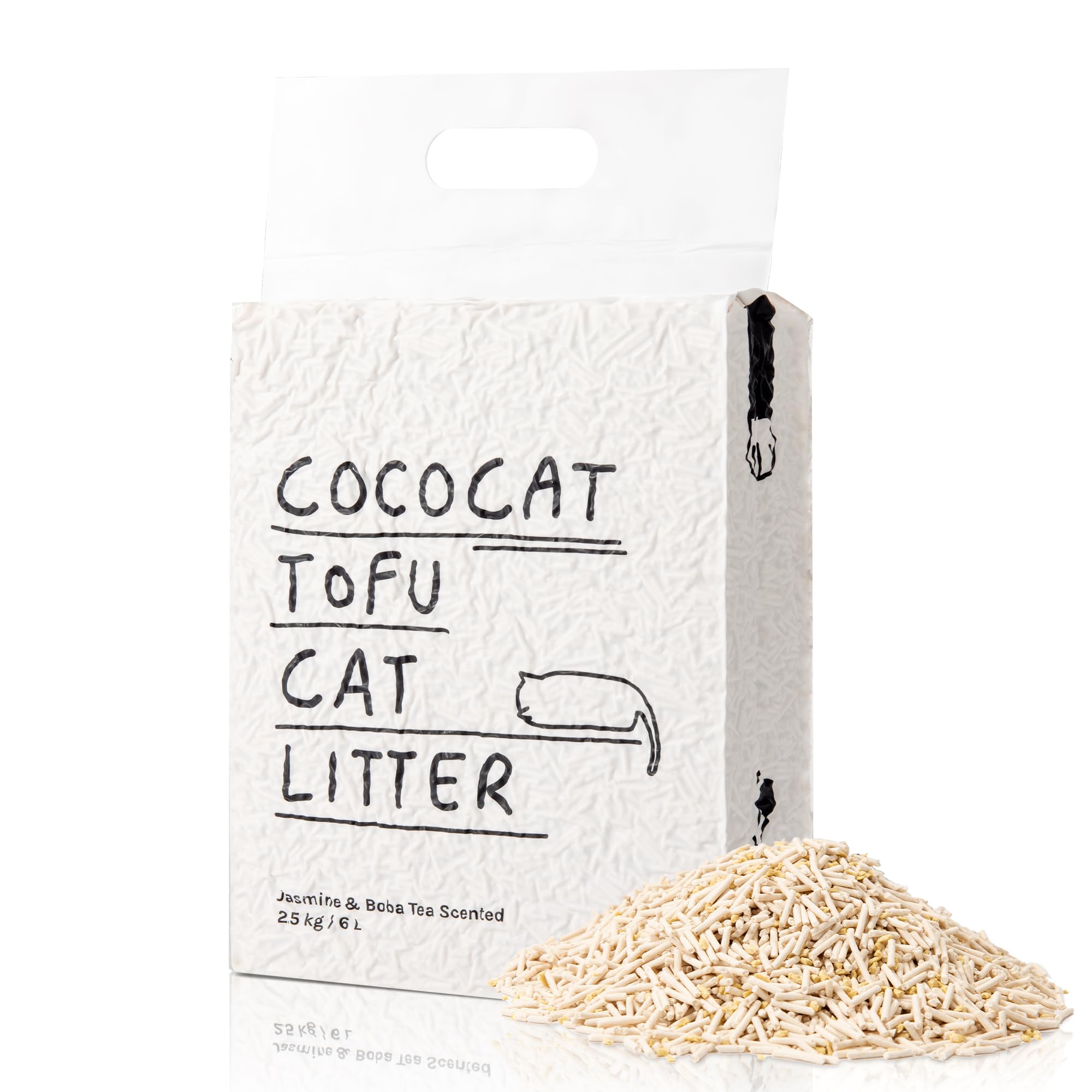Cococat Tofu Cat Litter (2.5kg/6L bag) Strong Clumping, Flushable, Dust-free, Easy Scooping, Biodegradable