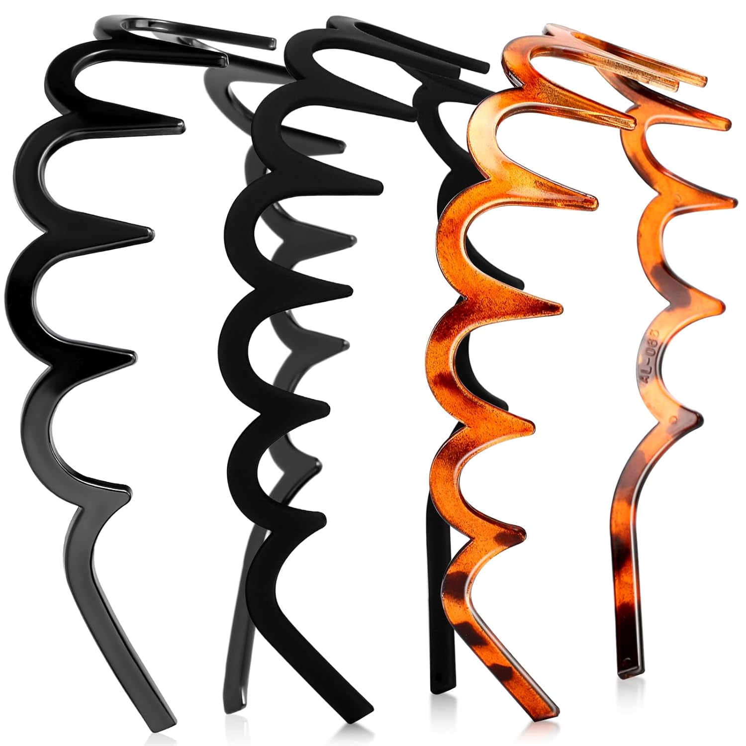 3 Pack Zig Zag Headbands for Woman, Shark Tooth Headbands Plastic Hair Comb Hoop U Shaped Shark Teeth Hair Accessories, Gifts for Women(Tortoiseshell, Black, Matte Black)