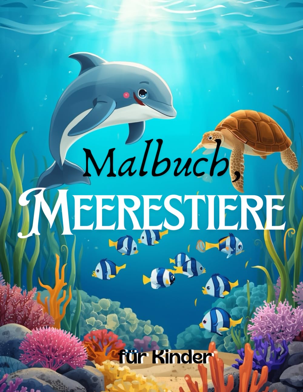 I love Malbücher über Meerestiere für Kinder von 4 bis 8 Jahren: Lustige und leicht auszumalende Seiten mit Walen, Delfinen, Haien, Schildkröten und ... - für Kinder im Alter von 4 bis 8 Jahren.