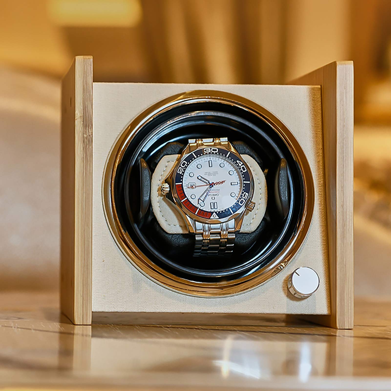 Supporto per orologi automatici - Scatola di carica per orologi automatici in legno, doppia alimentazione, dispositivo rotante, movimento meccanico automatico, silenzioso, moto